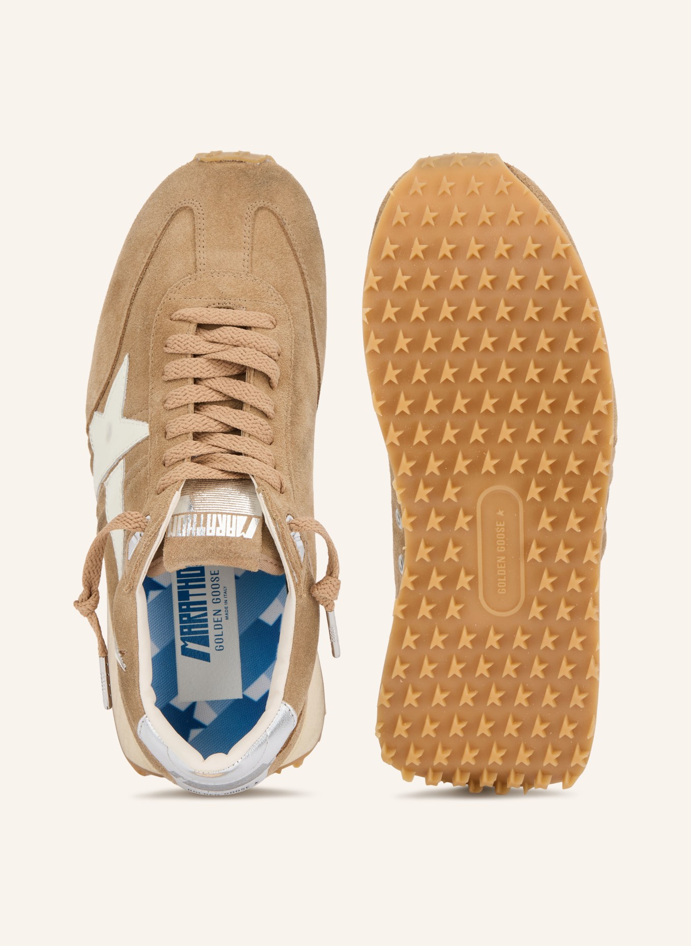 GOLDEN GOOSE MARATHON Sneakers: CAMEL / SILVER / CREAM