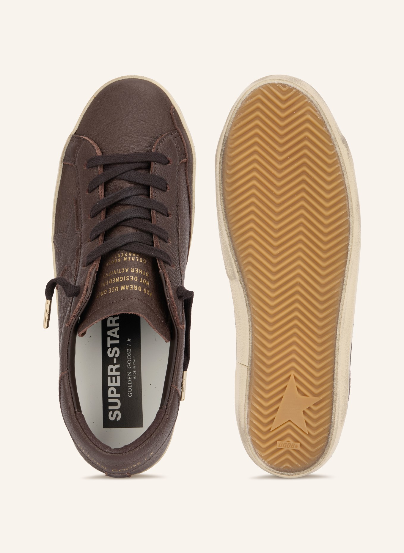 GOLDEN GOOSE SUPER-STAR Sneakers: BROWN / GOLD