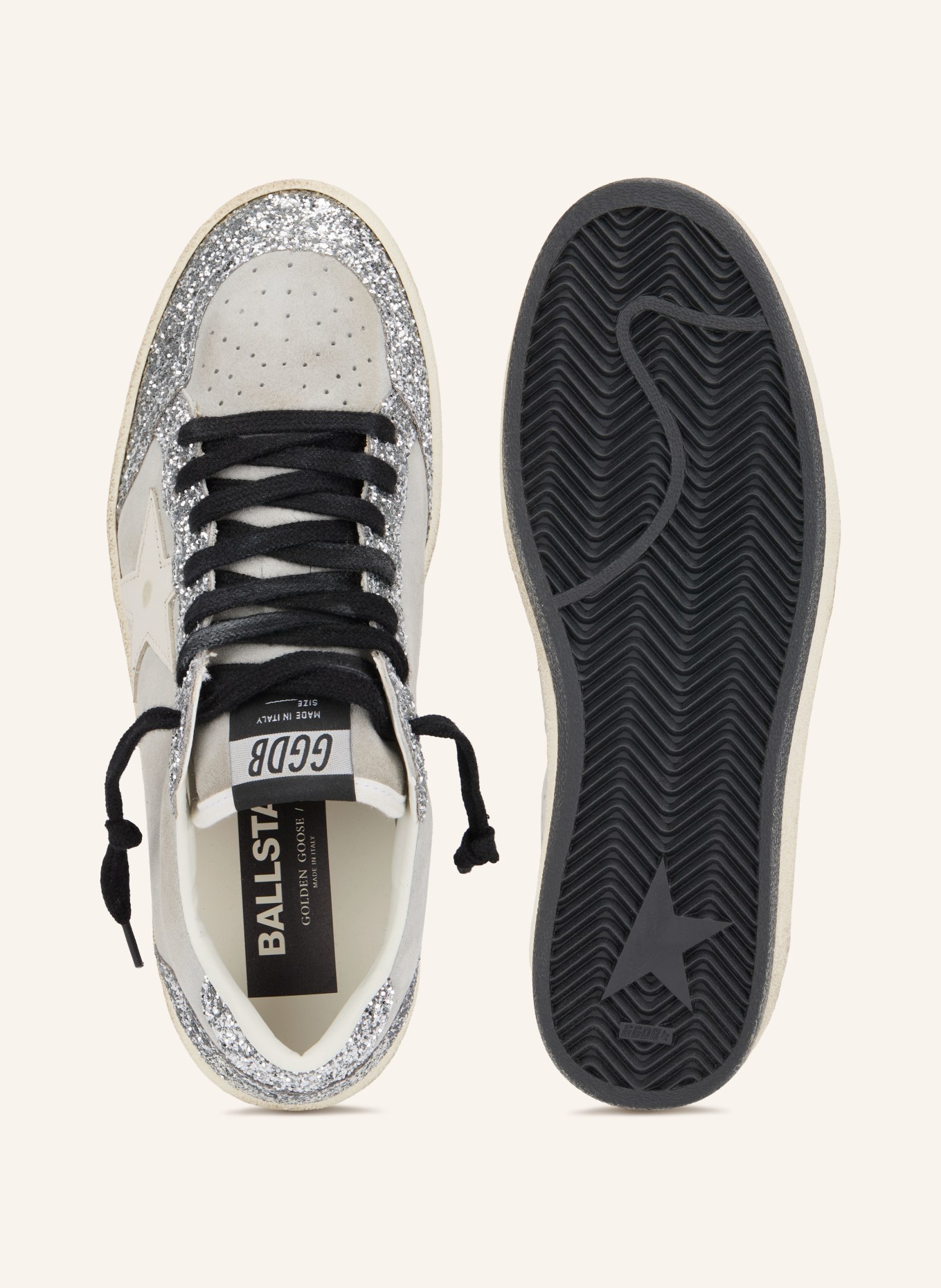 GOLDEN GOOSE Sneaker BALL STAR: BLAUGRAU / SILBER / WEISS
