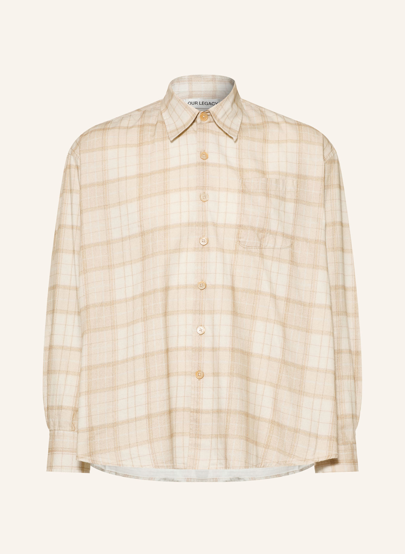 OUR LEGACY Comfort Fit Flannel Shirt: LIGHT GRAY / BEIGE / GRAY