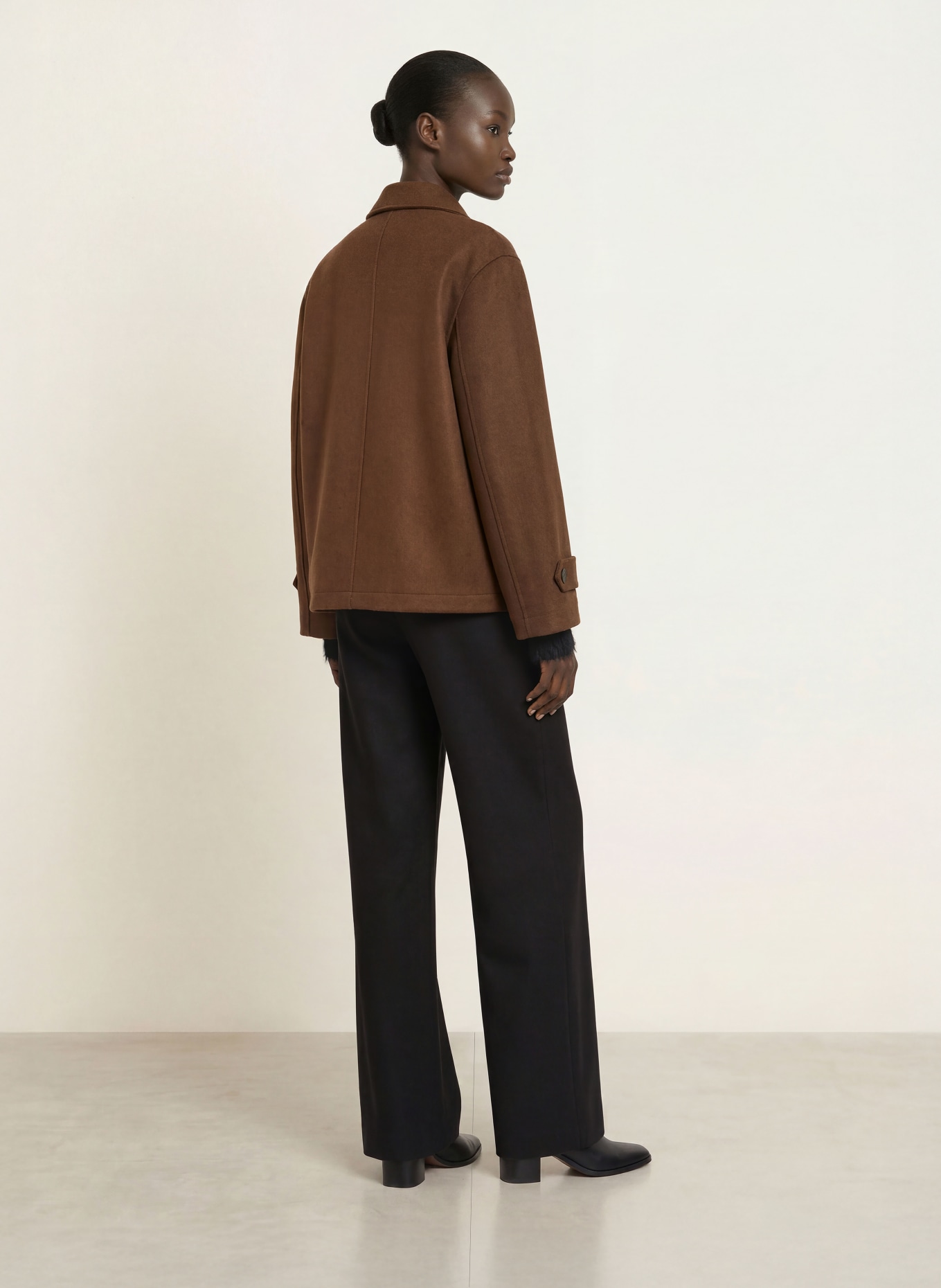 SEDUCTIVE NALEY flannel wide-leg trousers: DARK BROWN