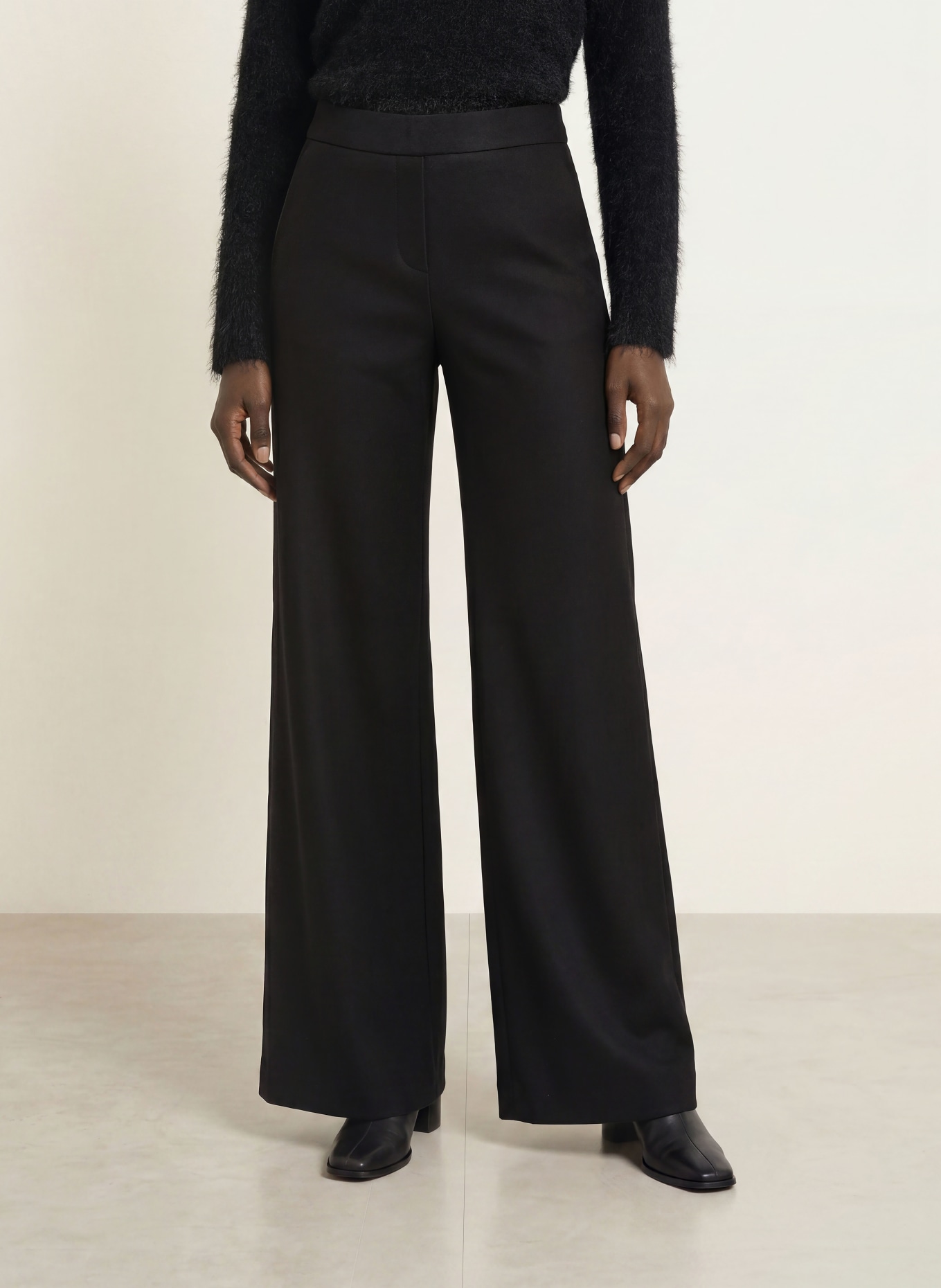 SEDUCTIVE NALEY flannel wide-leg trousers: DARK BROWN