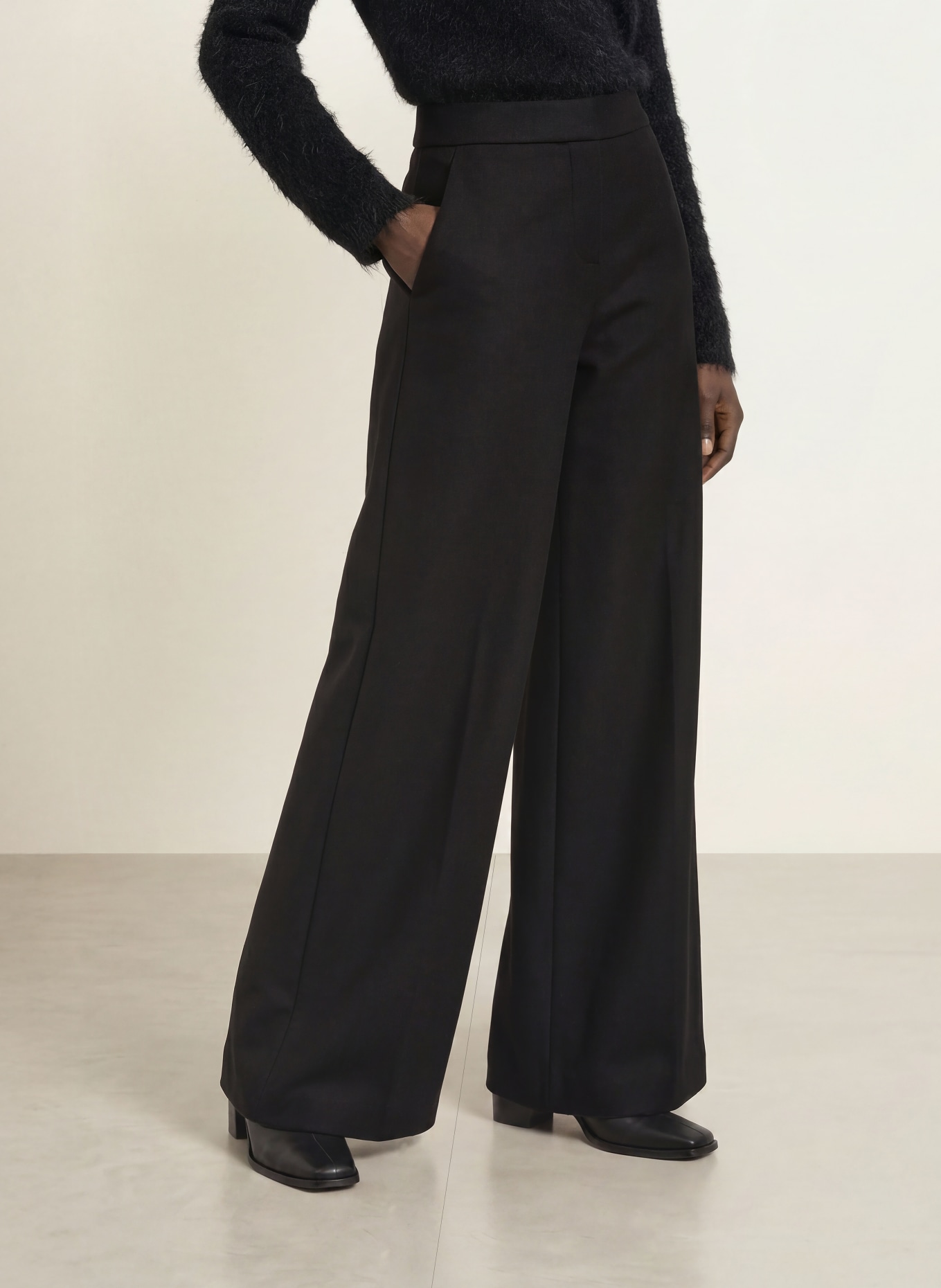 SEDUCTIVE NALEY flannel wide-leg trousers: DARK BROWN