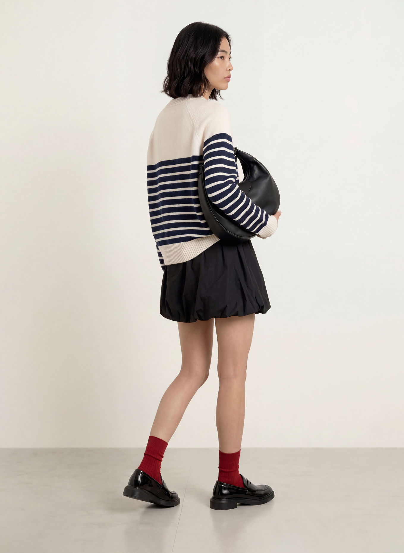 FROM FUTURE Cashmere-Pullover: WEISS / ROT / DUNKELBLAU