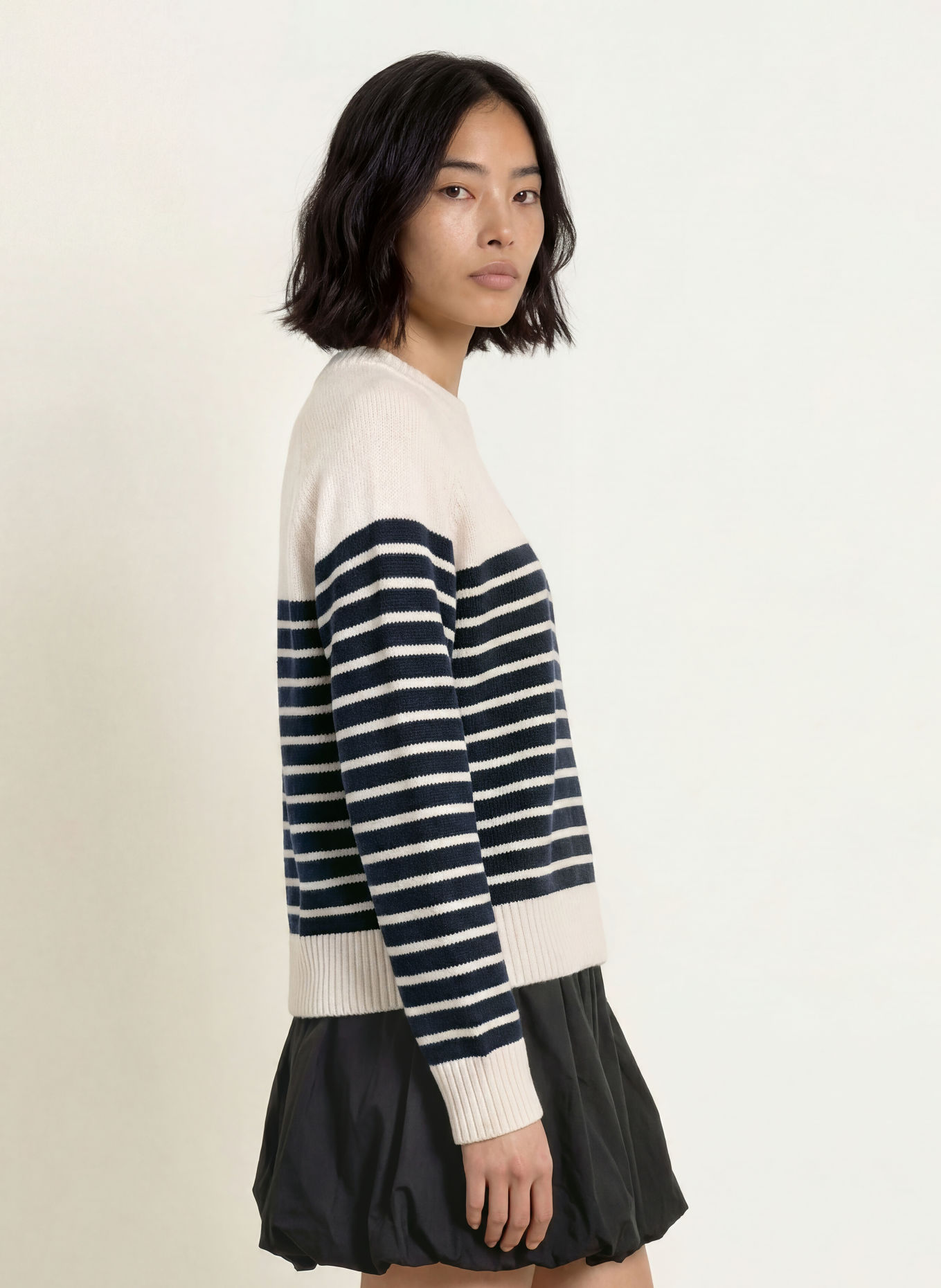 FROM FUTURE Cashmere-Pullover: WEISS / ROT / DUNKELBLAU