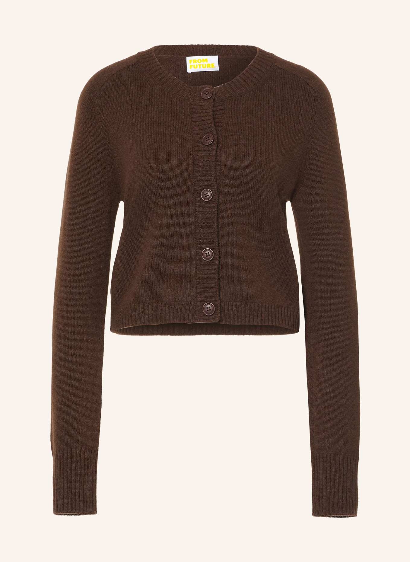 FROM FUTURE Strickjacke aus Cashmere: DUNKELBRAUN