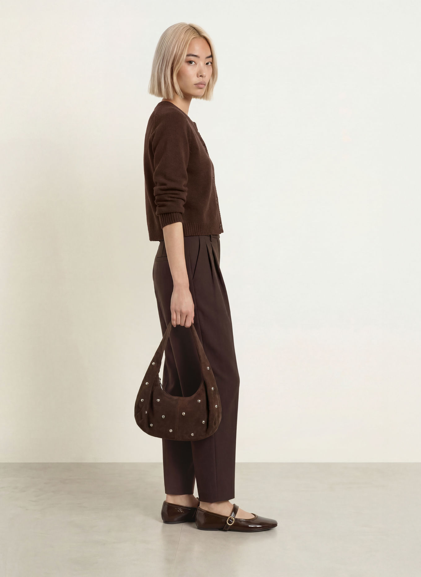 FROM FUTURE Strickjacke aus Cashmere: DUNKELBRAUN