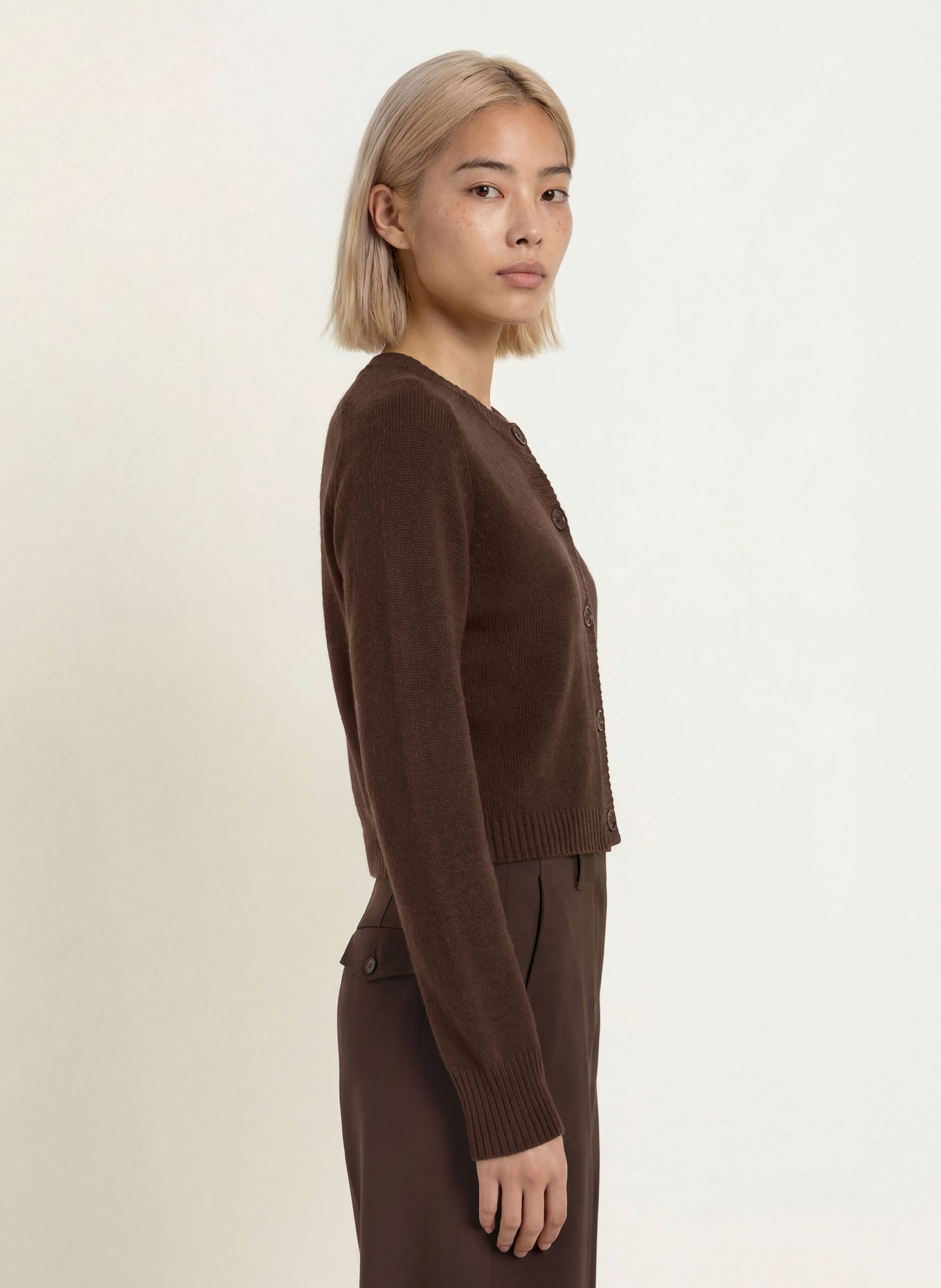 FROM FUTURE Strickjacke aus Cashmere: DUNKELBRAUN