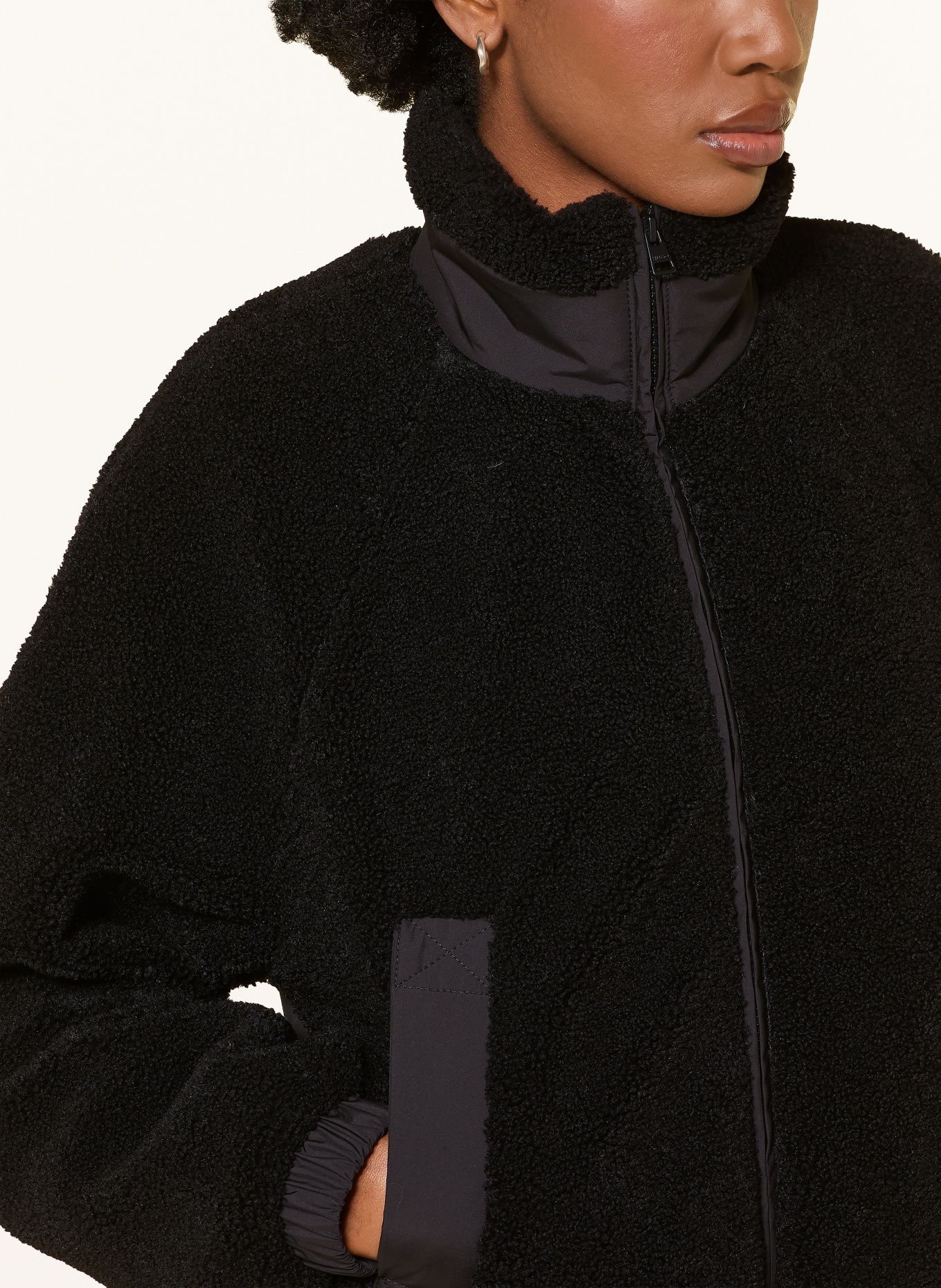 HUGO Fleecejacke FOSSER im Materialmix: SCHWARZ