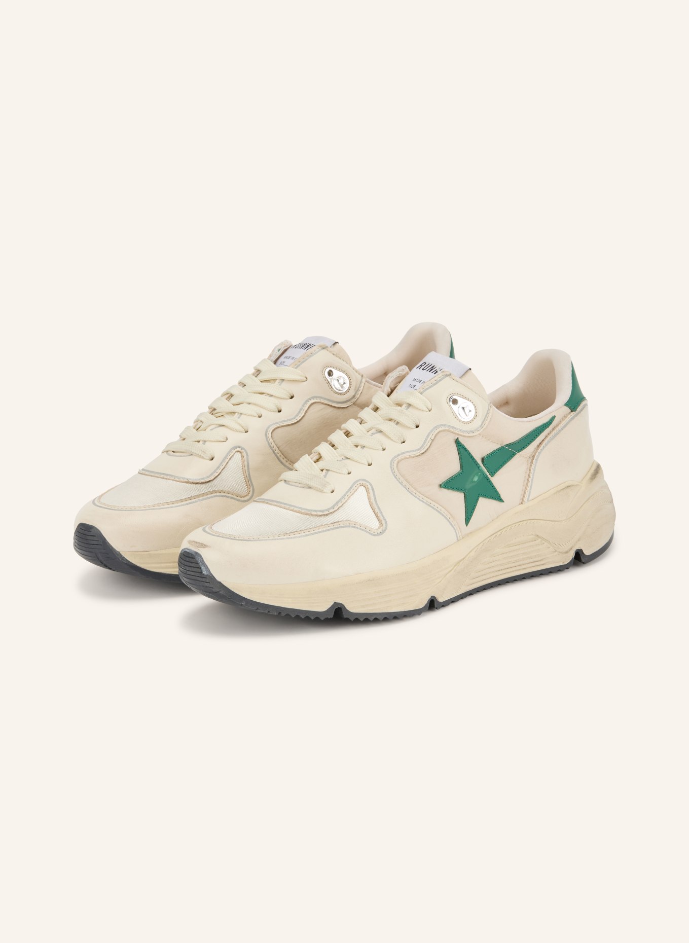 GOLDEN GOOSE Sneaker RUNNING: CREME / GRÜN