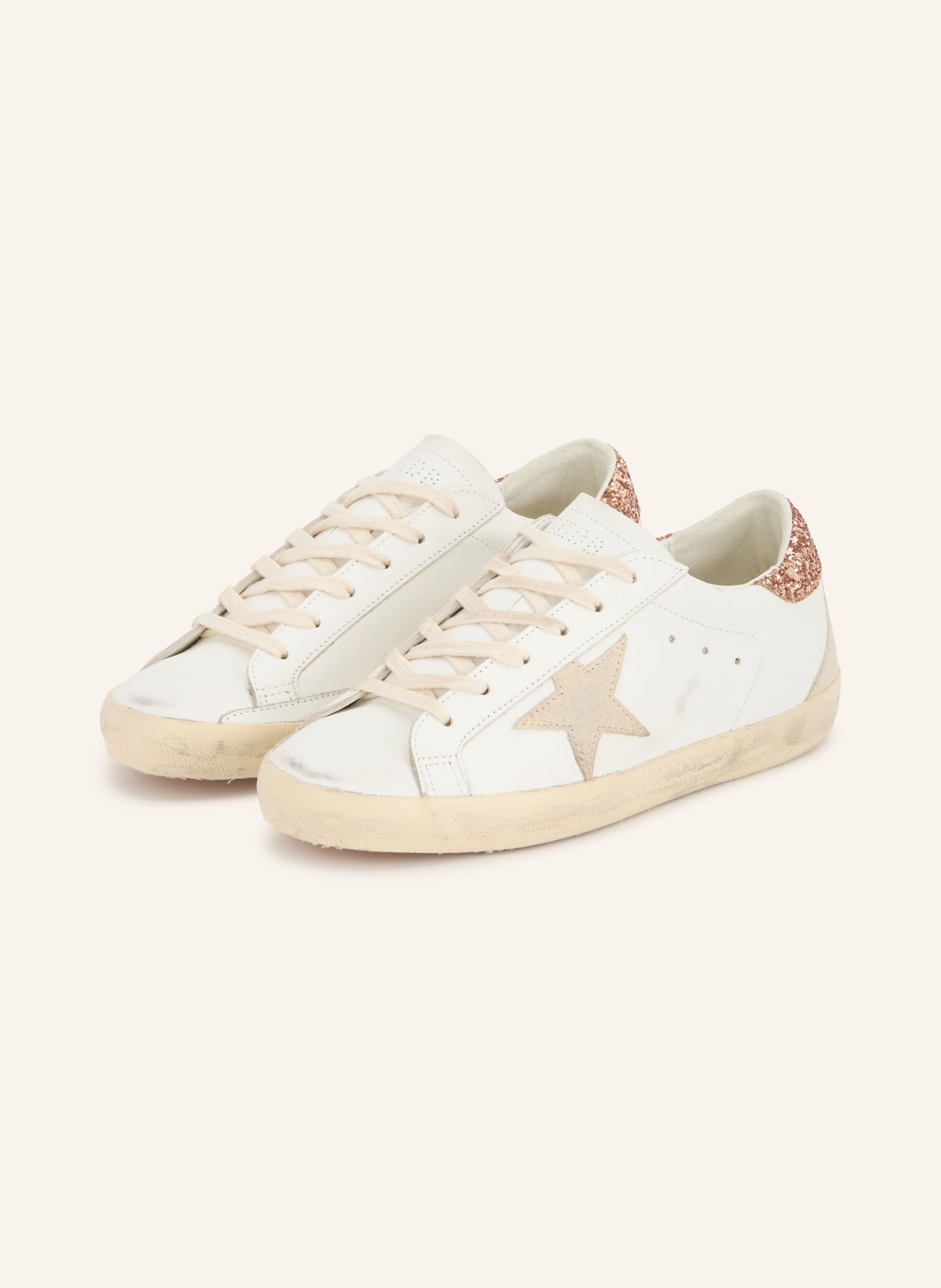 GOLDEN GOOSE Sneaker SUPER-STAR: WEISS / GOLD / BEIGE