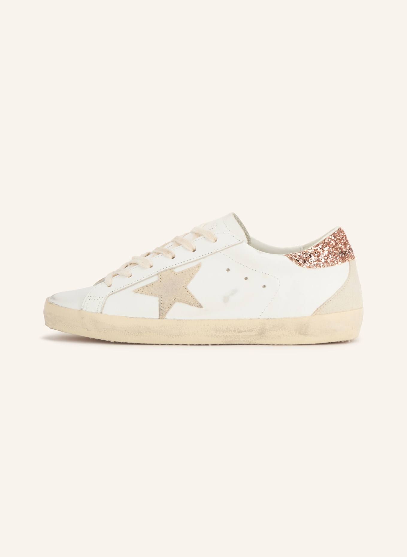 GOLDEN GOOSE Sneaker SUPER-STAR: WEISS / GOLD / BEIGE