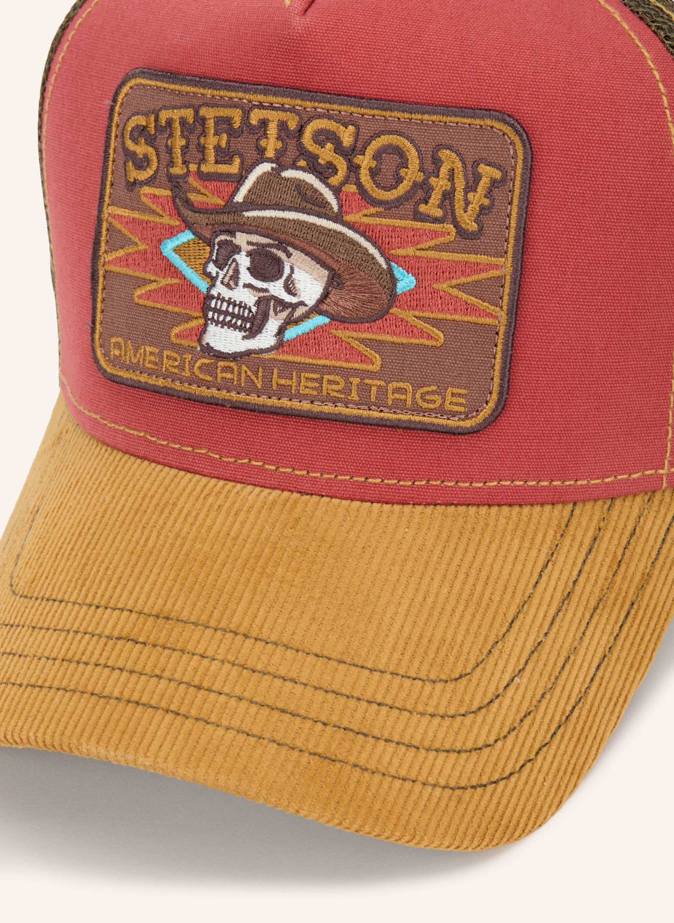 STETSON Cap: RED / COGNAC / KHAKI