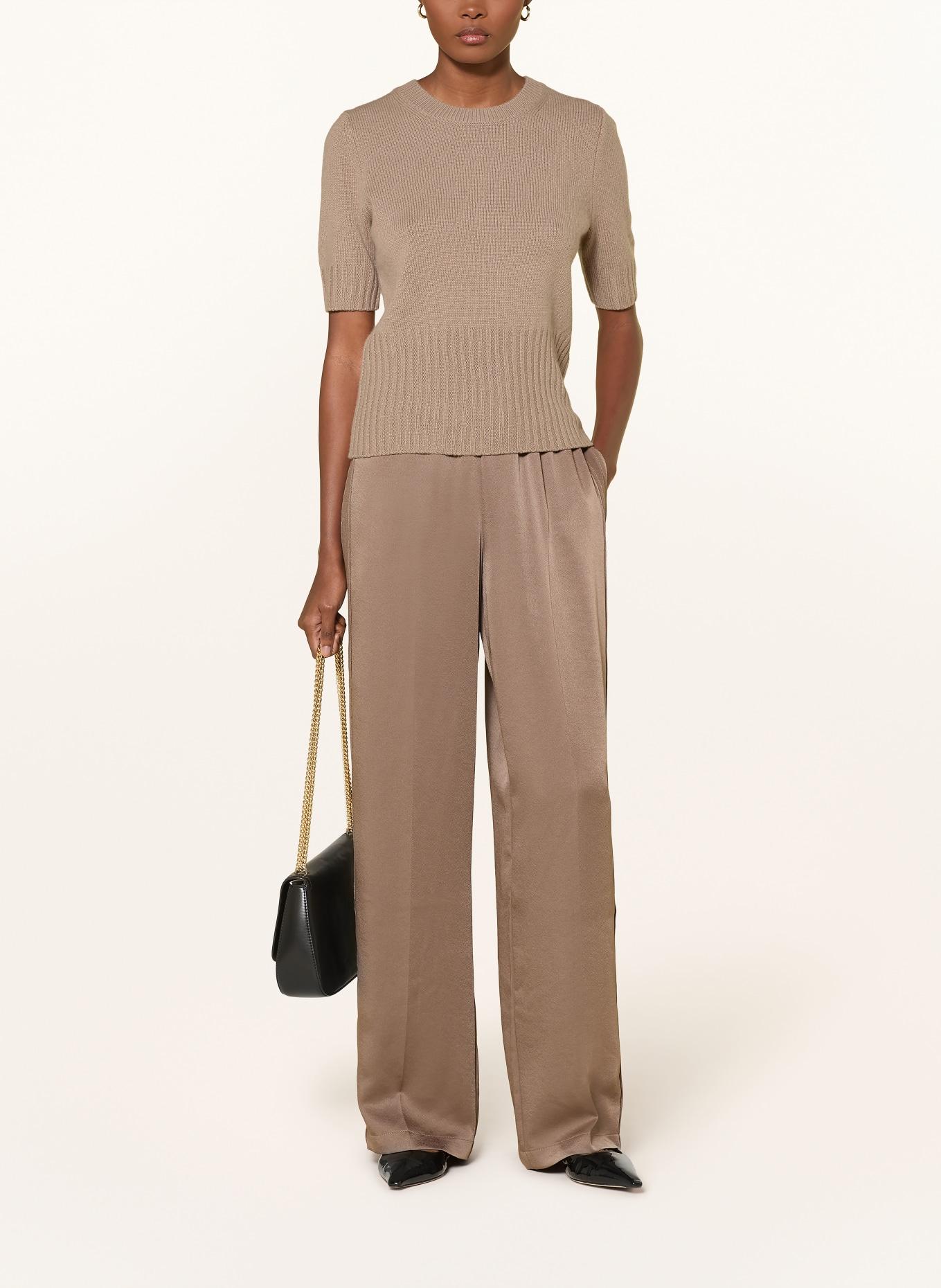 VINCE Strickshirt mit Cashmere: HELLBRAUN