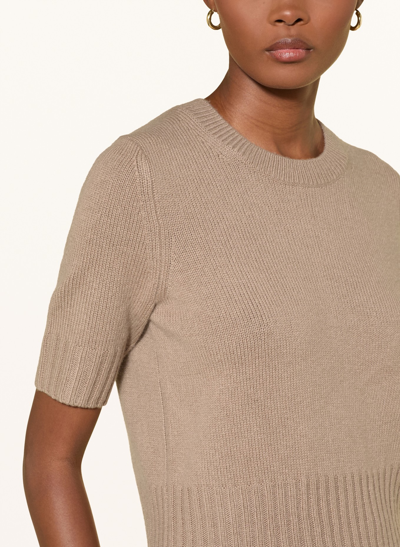 VINCE Strickshirt mit Cashmere: HELLBRAUN