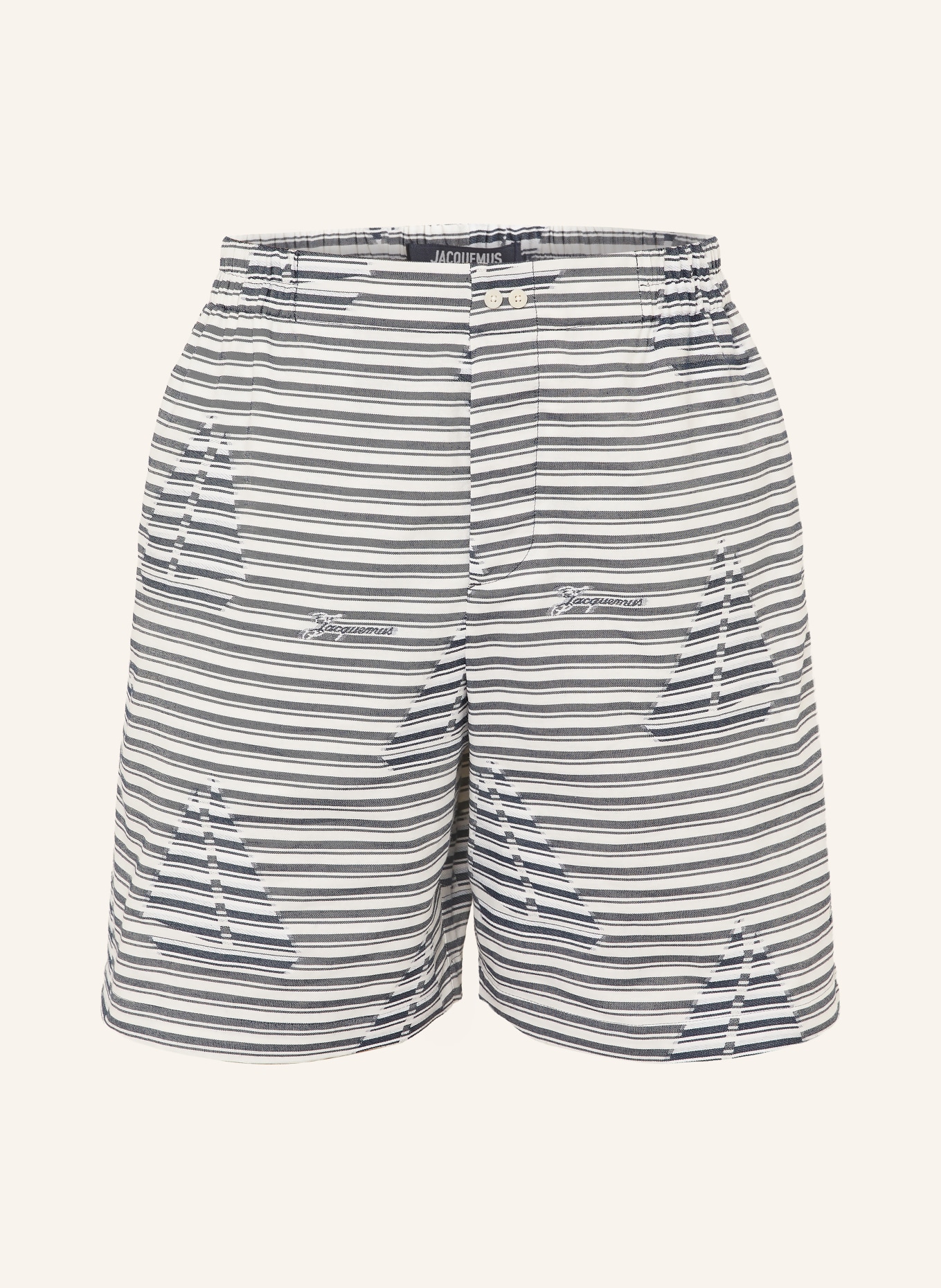 JACQUEMUS Shorts LE SHORT CALECON: WEISS / DUNKELGRAU / DUNKELBLAU