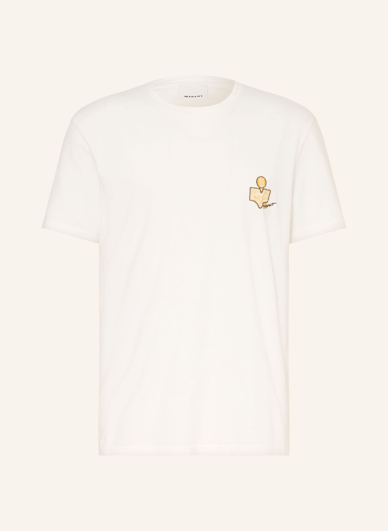 ISABEL MARANT HONORE T-shirt: WHITE / DARK BROWN / BEIGE