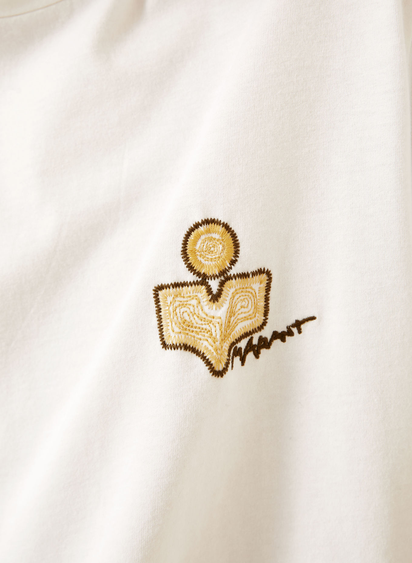 ISABEL MARANT HONORE T-shirt: WHITE / DARK BROWN / BEIGE