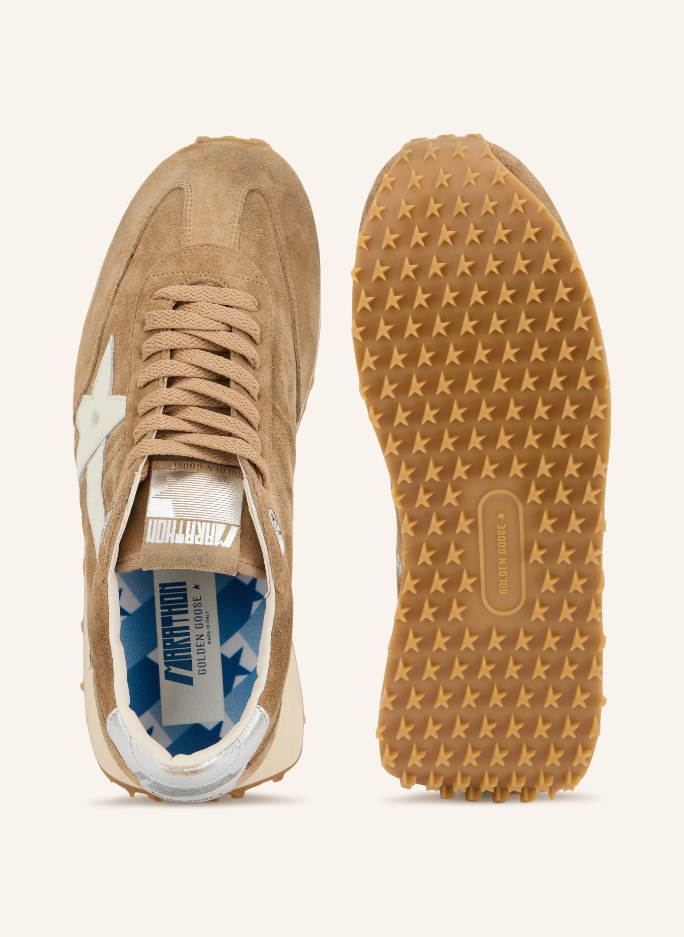 GOLDEN GOOSE Sneakers MARATHON: CHAMEAU / ARGENT / BLANC