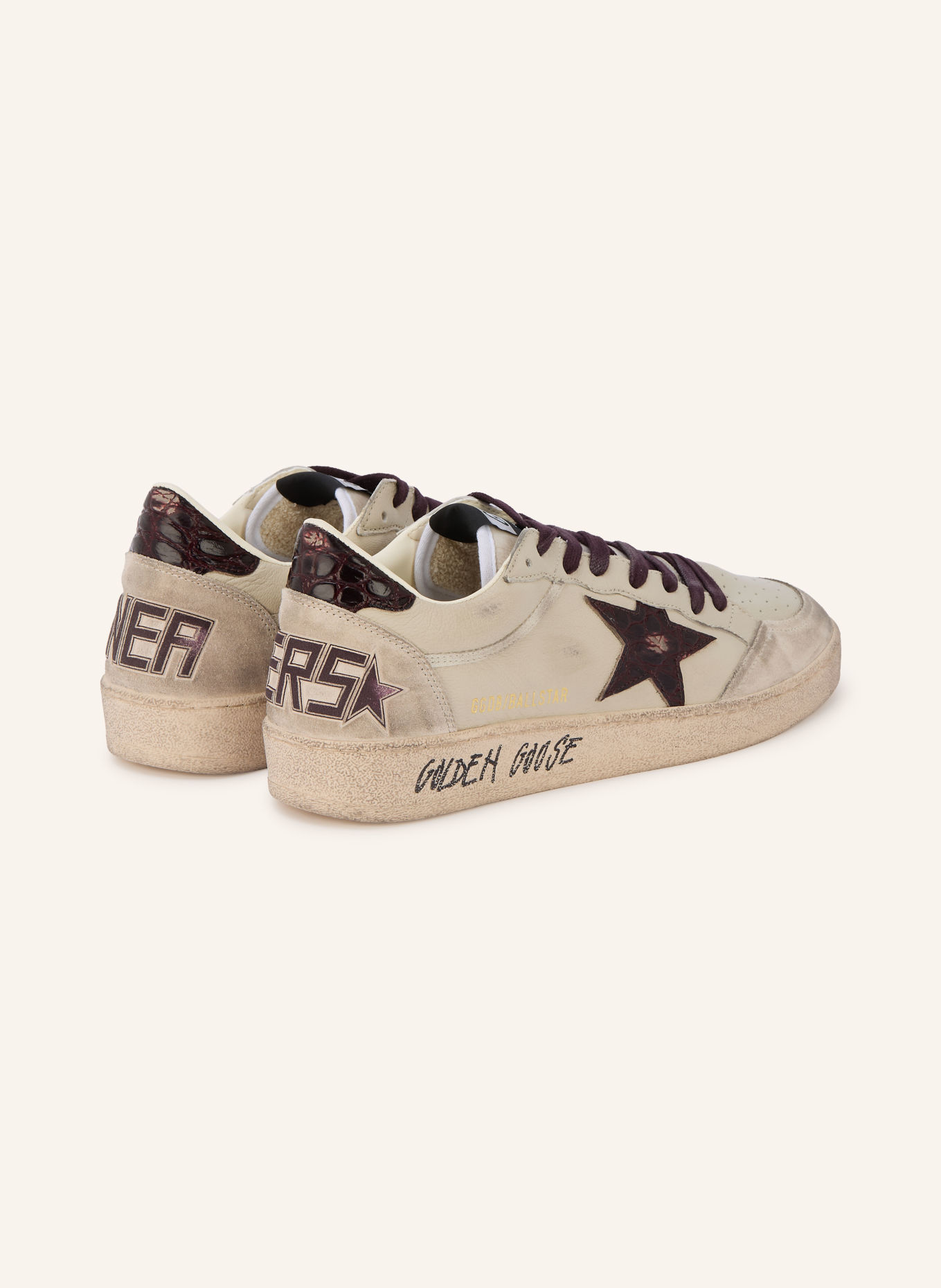 GOLDEN GOOSE Sneakers BALL STAR: BEIGE / GRIS / ROUGE FONCÉ
