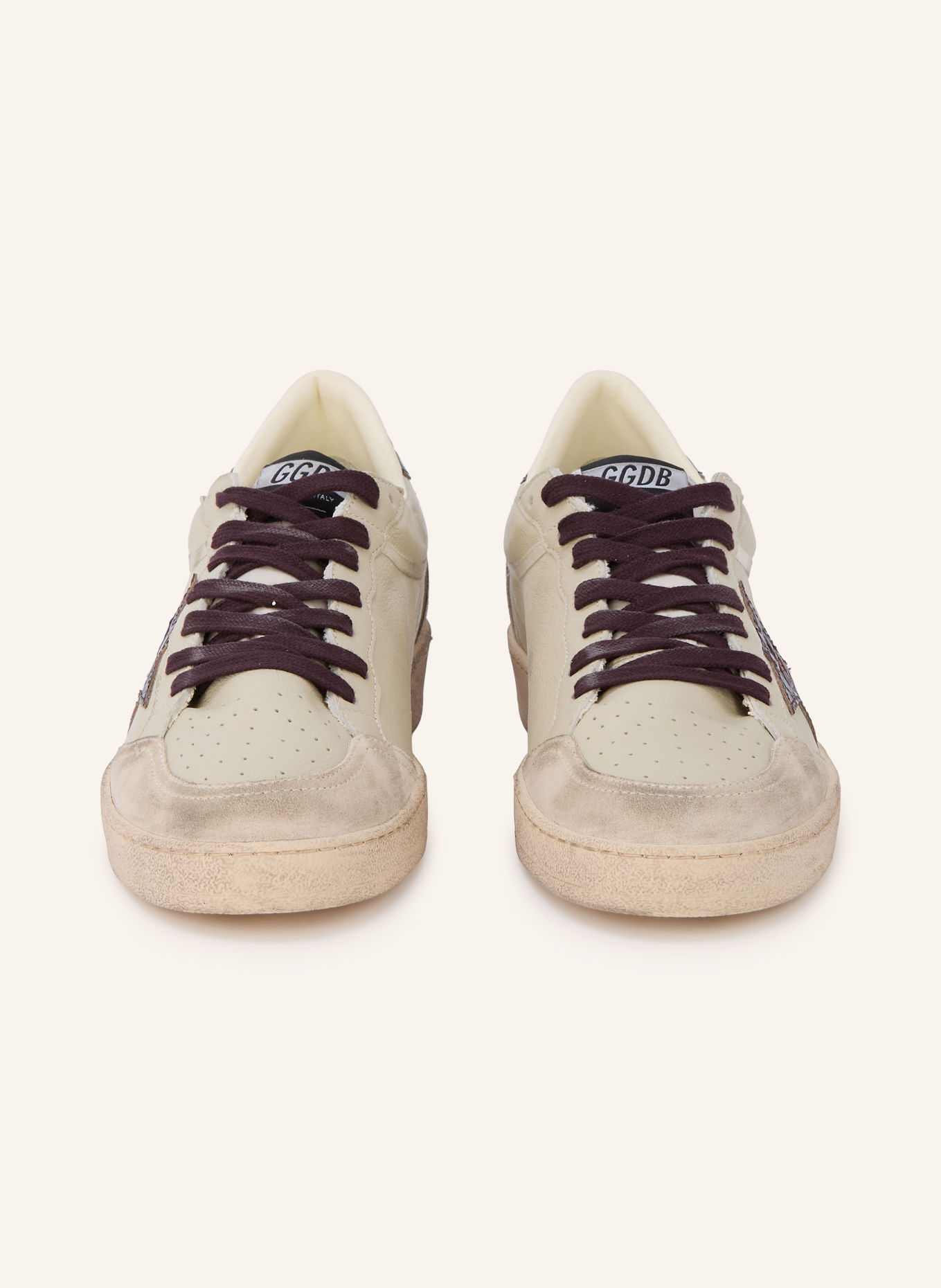 GOLDEN GOOSE Sneakers BALL STAR: BEIGE / GRIS / ROUGE FONCÉ