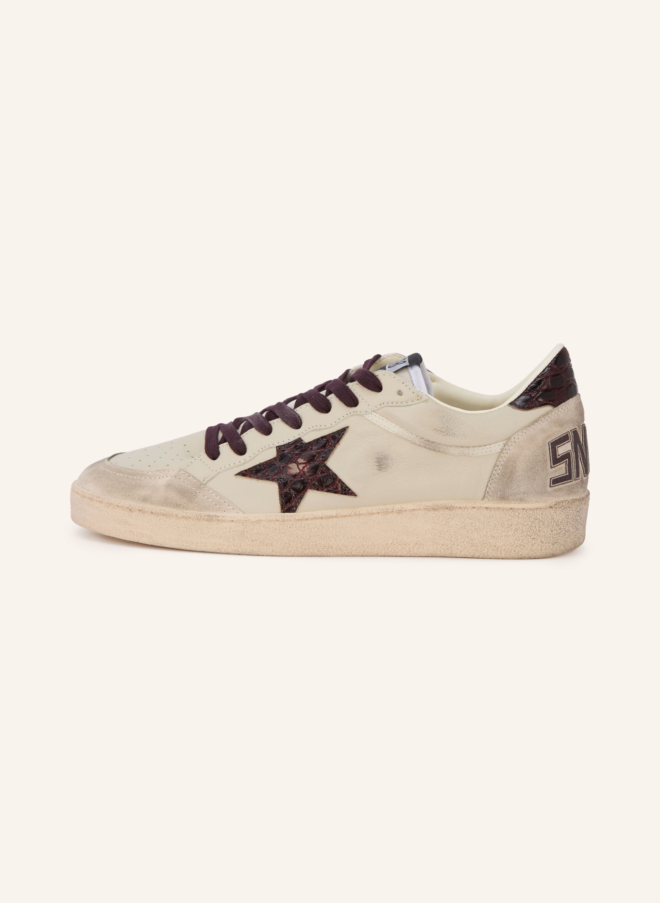 GOLDEN GOOSE Sneakers BALL STAR: BEIGE / GRIS / ROUGE FONCÉ