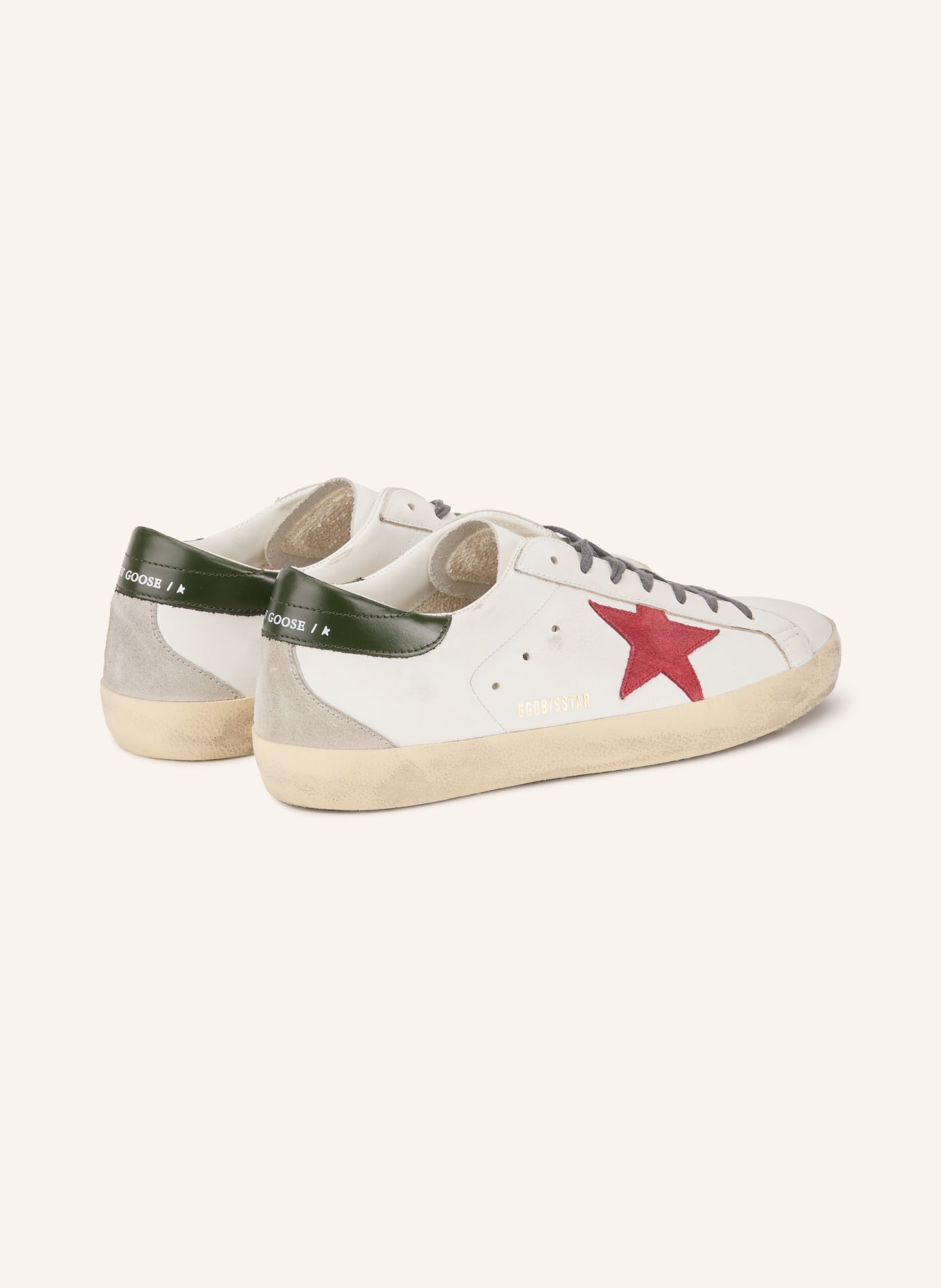 GOLDEN GOOSE Sneaker SUPER-STAR: WEISS / DUNKELROT / DUNKELGRÜN