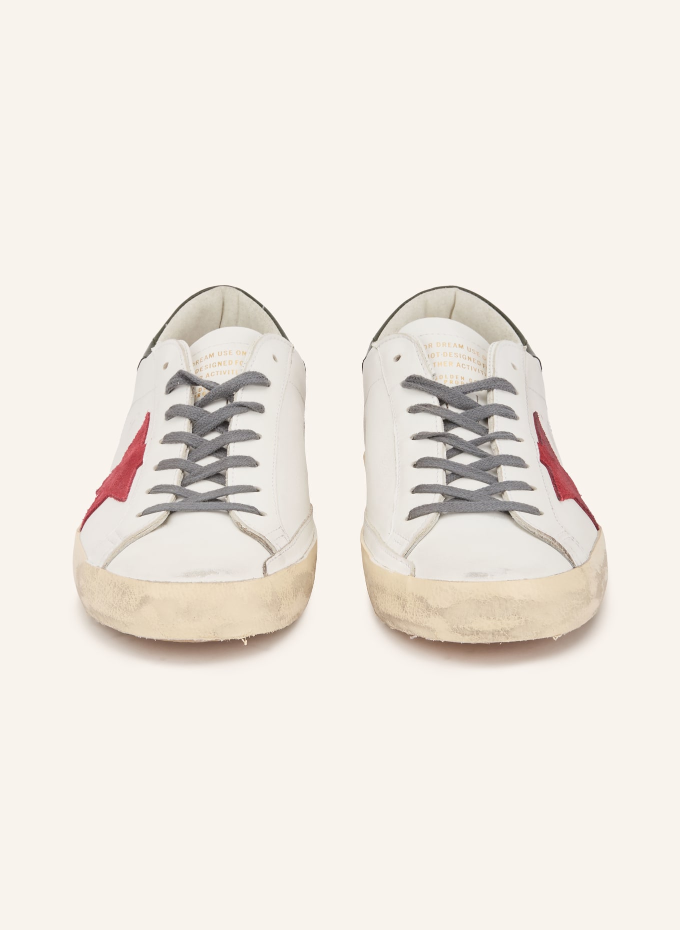 GOLDEN GOOSE Sneaker SUPER-STAR: WEISS / DUNKELROT / DUNKELGRÜN
