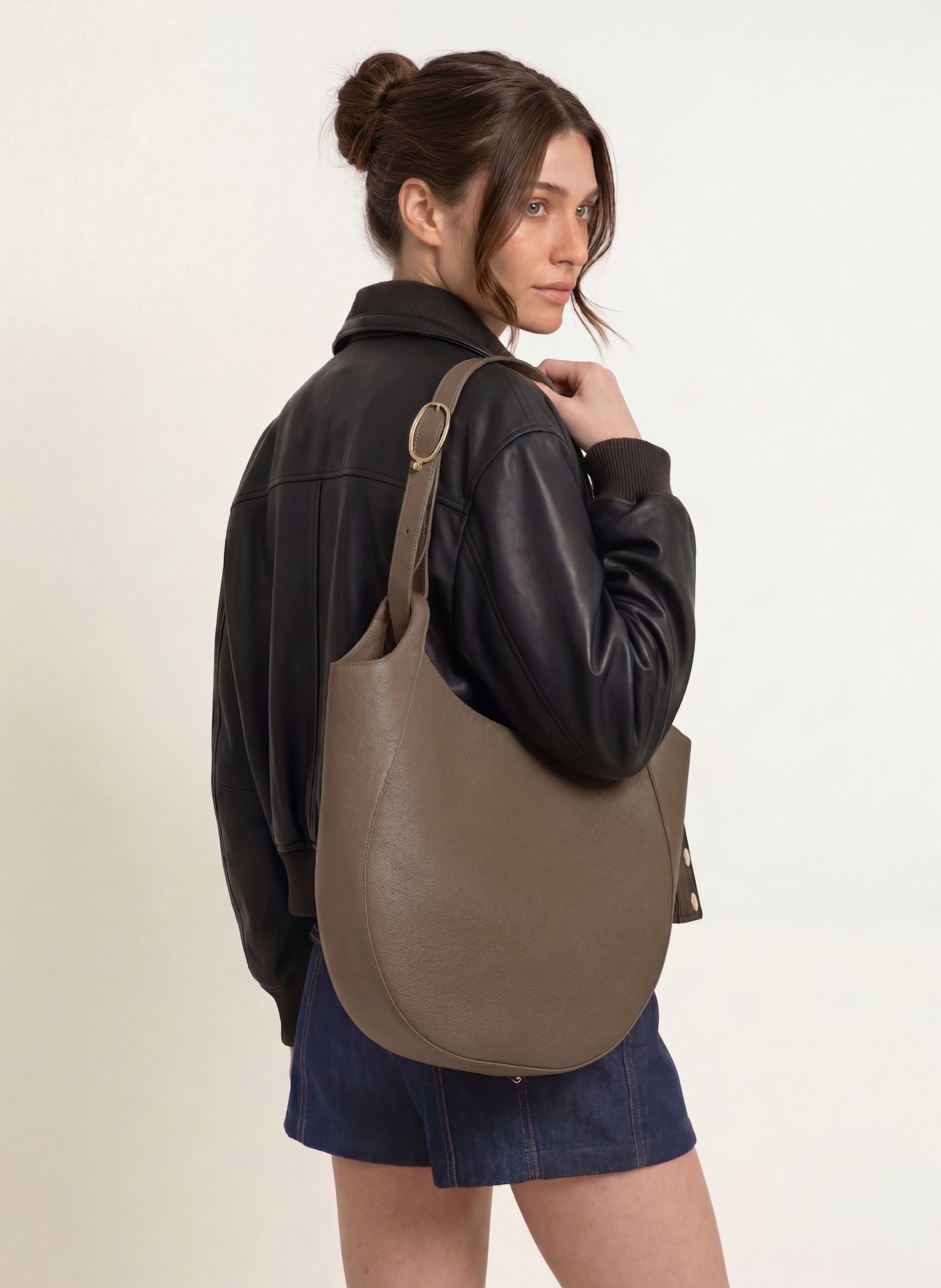 LONGCHAMP Schultertasche LE FOULONNÉ LARGE: TAUPE