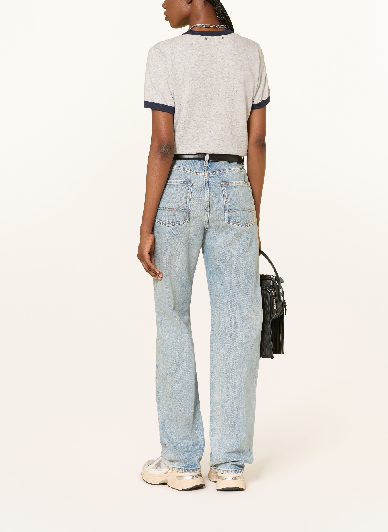 GOLDEN GOOSE JOURNEY T-shirt: LIGHT GRAY / RED / DARK BLUE