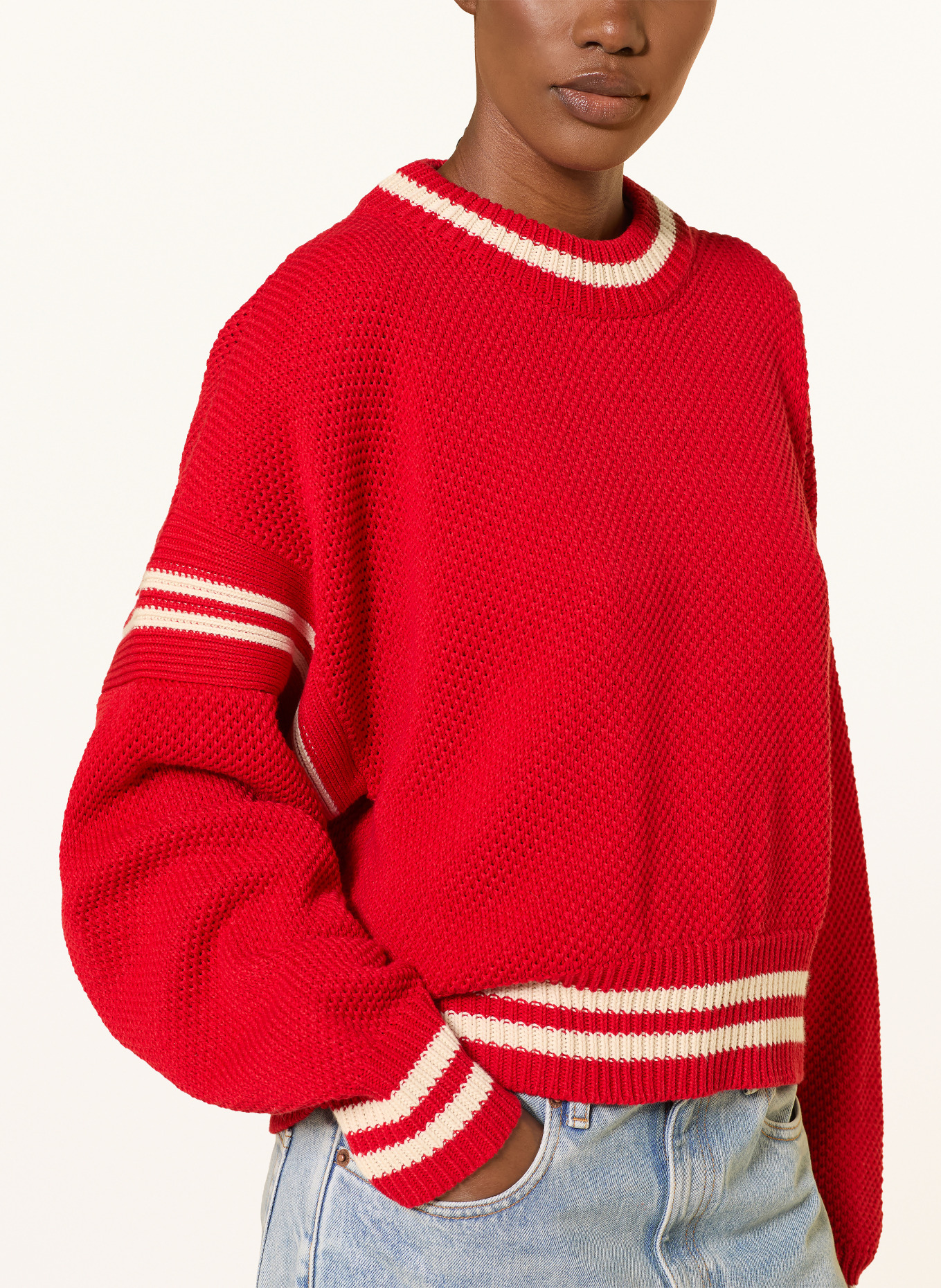 GOLDEN GOOSE Sweter oversize JOURNEY: CZERWONY / BIAŁY