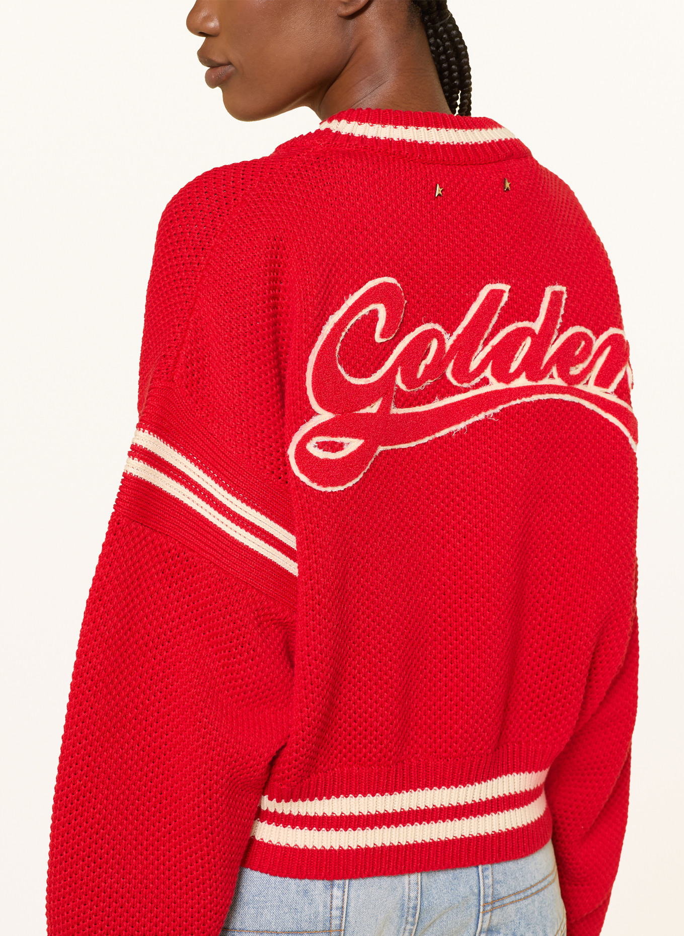 GOLDEN GOOSE Sweter oversize JOURNEY: CZERWONY / BIAŁY