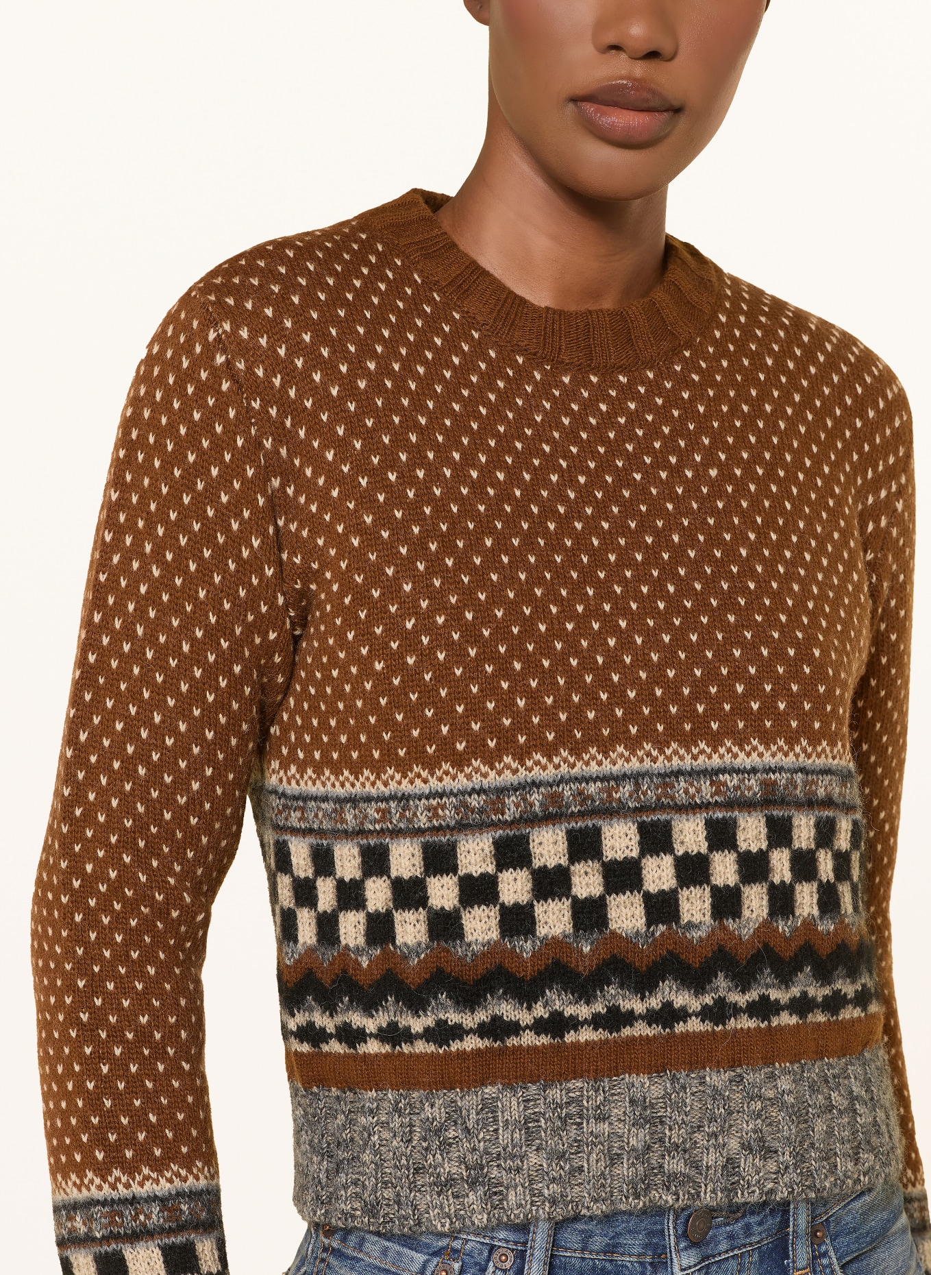 GOLDEN GOOSE JOURNEY Sweater: BROWN / CREAM / BLACK
