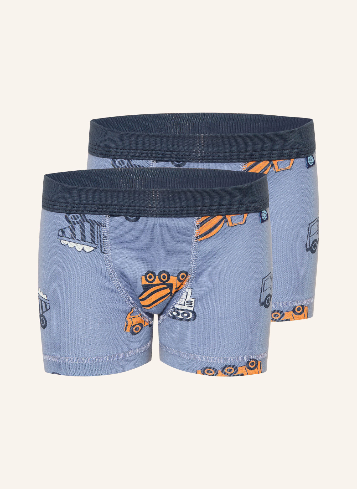 Sanetta Set van 2 Boxershorts: BLAUWGRIJS / DONKERORANJE / BLAUW
