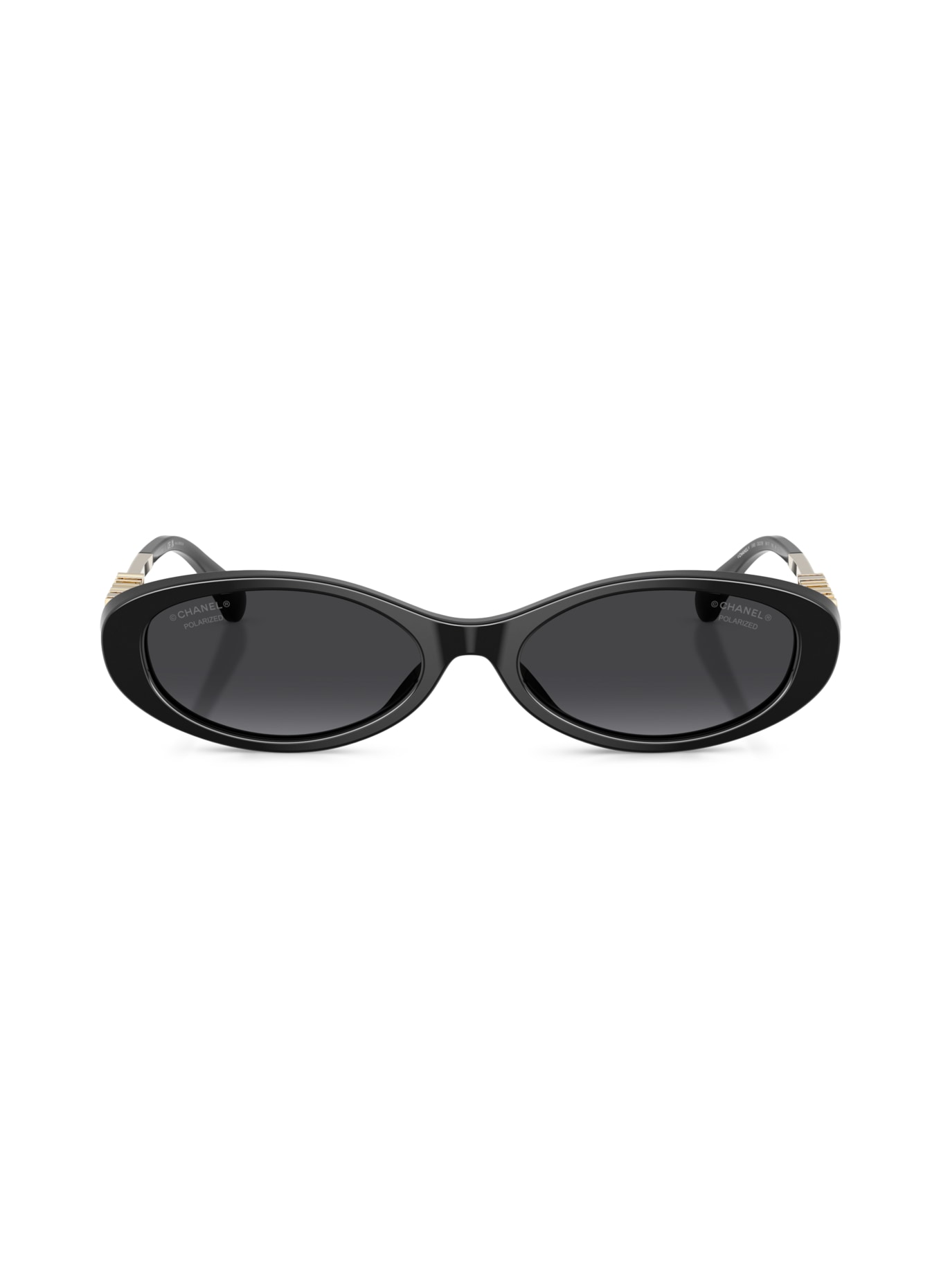 CHANEL Oval sunglasses: BLACK/GRAY POLARIZED