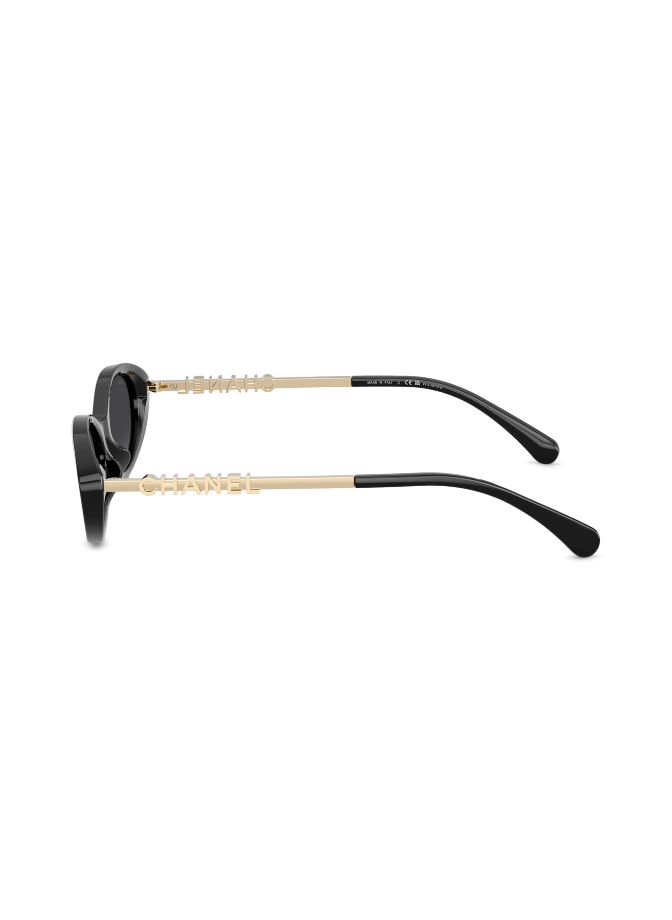 CHANEL Oval sunglasses: BLACK/GRAY POLARIZED