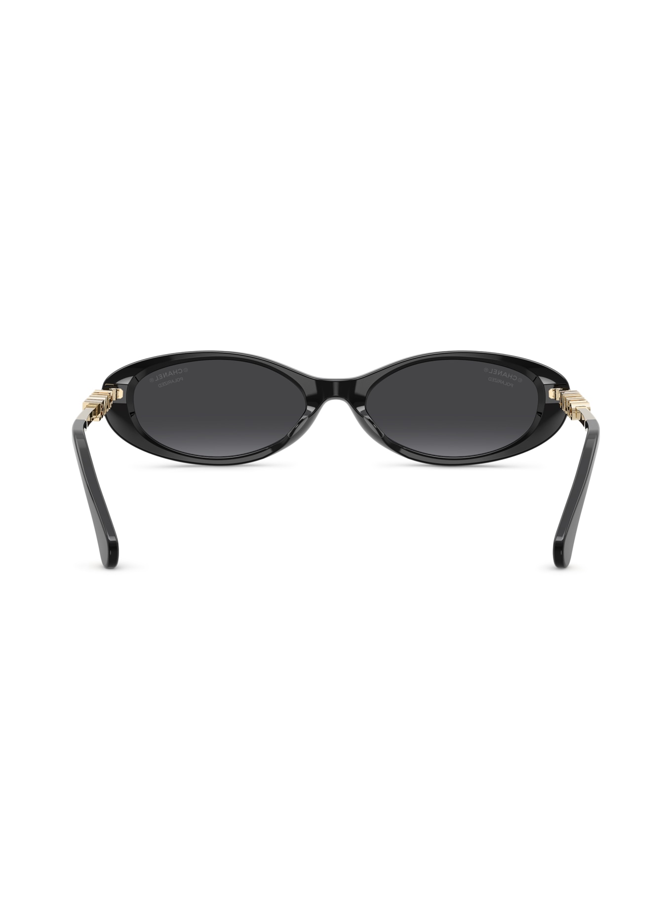 CHANEL Oval sunglasses: BLACK/GRAY POLARIZED