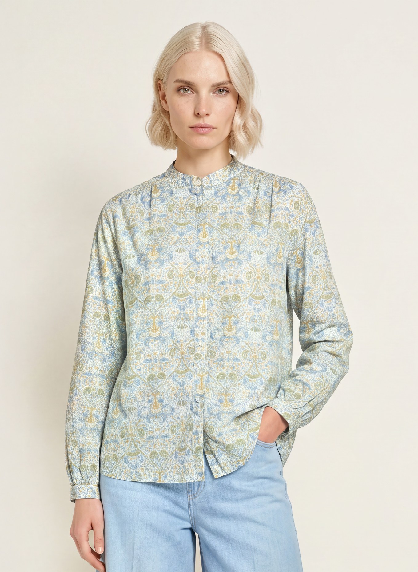 TONNO & PANNA Blouse: LIGHT BLUE / YELLOW / LIGHT GREEN