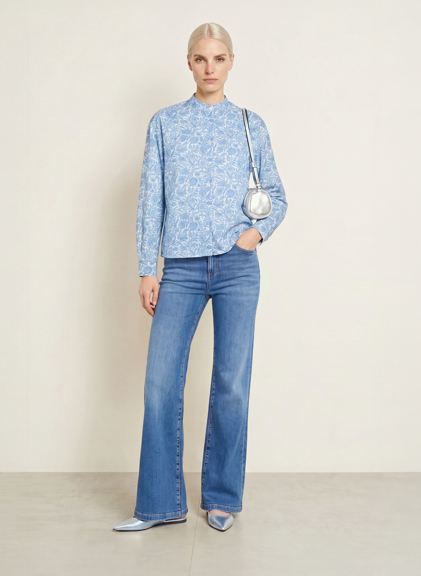 TONNO & PANNA Bluse: WEISS / HELLBLAU