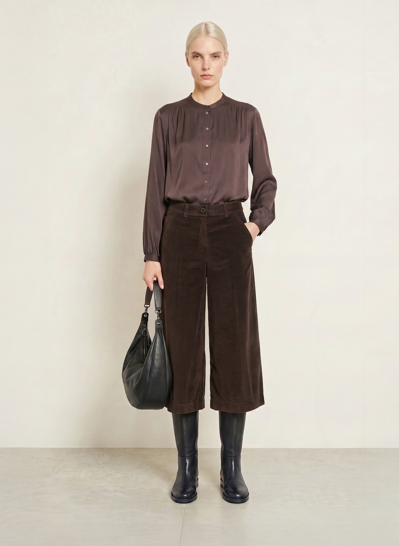 TONNO & PANNA Satin Blouse: DARK BROWN