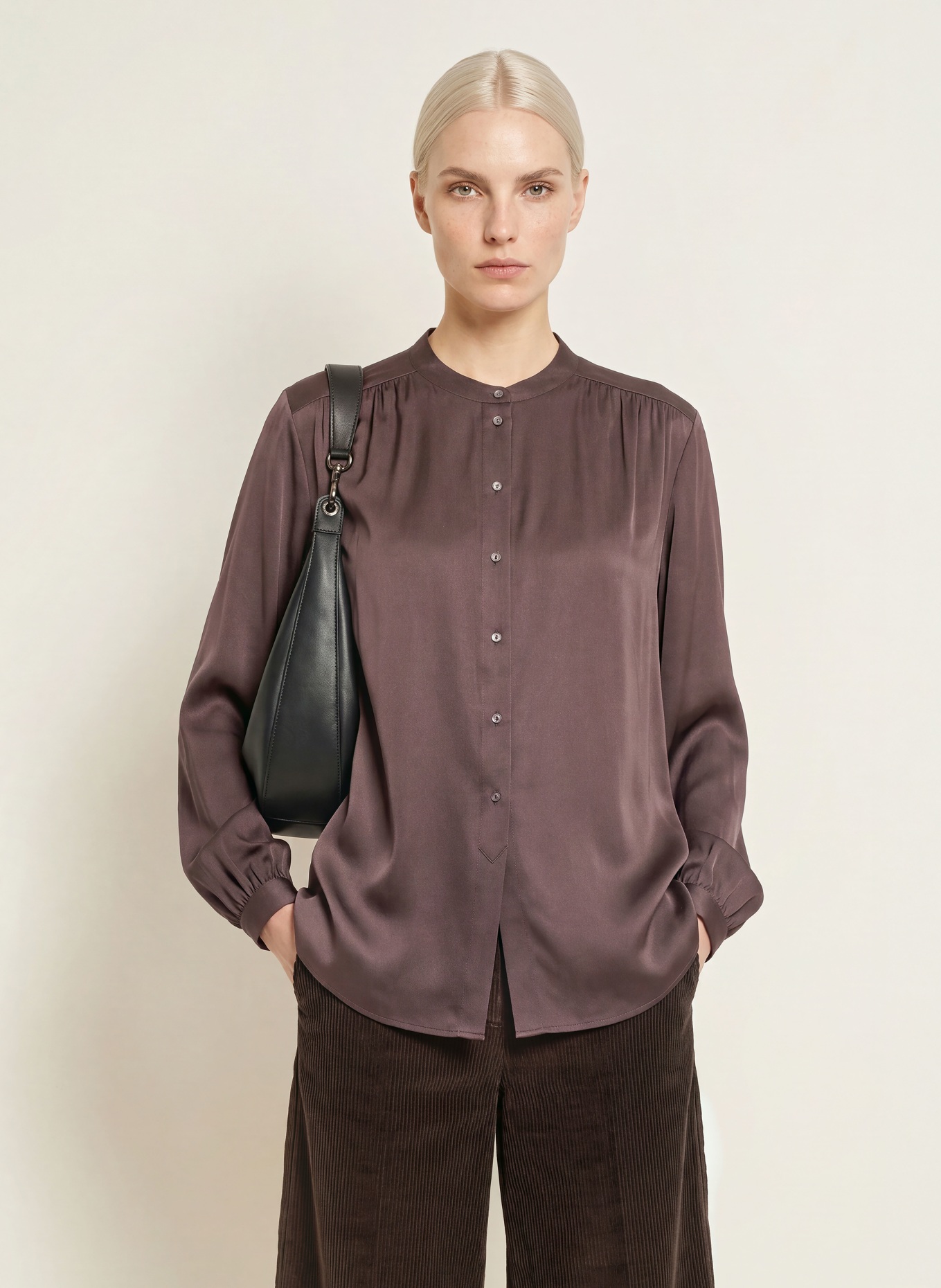 TONNO & PANNA Satin Blouse: DARK BROWN
