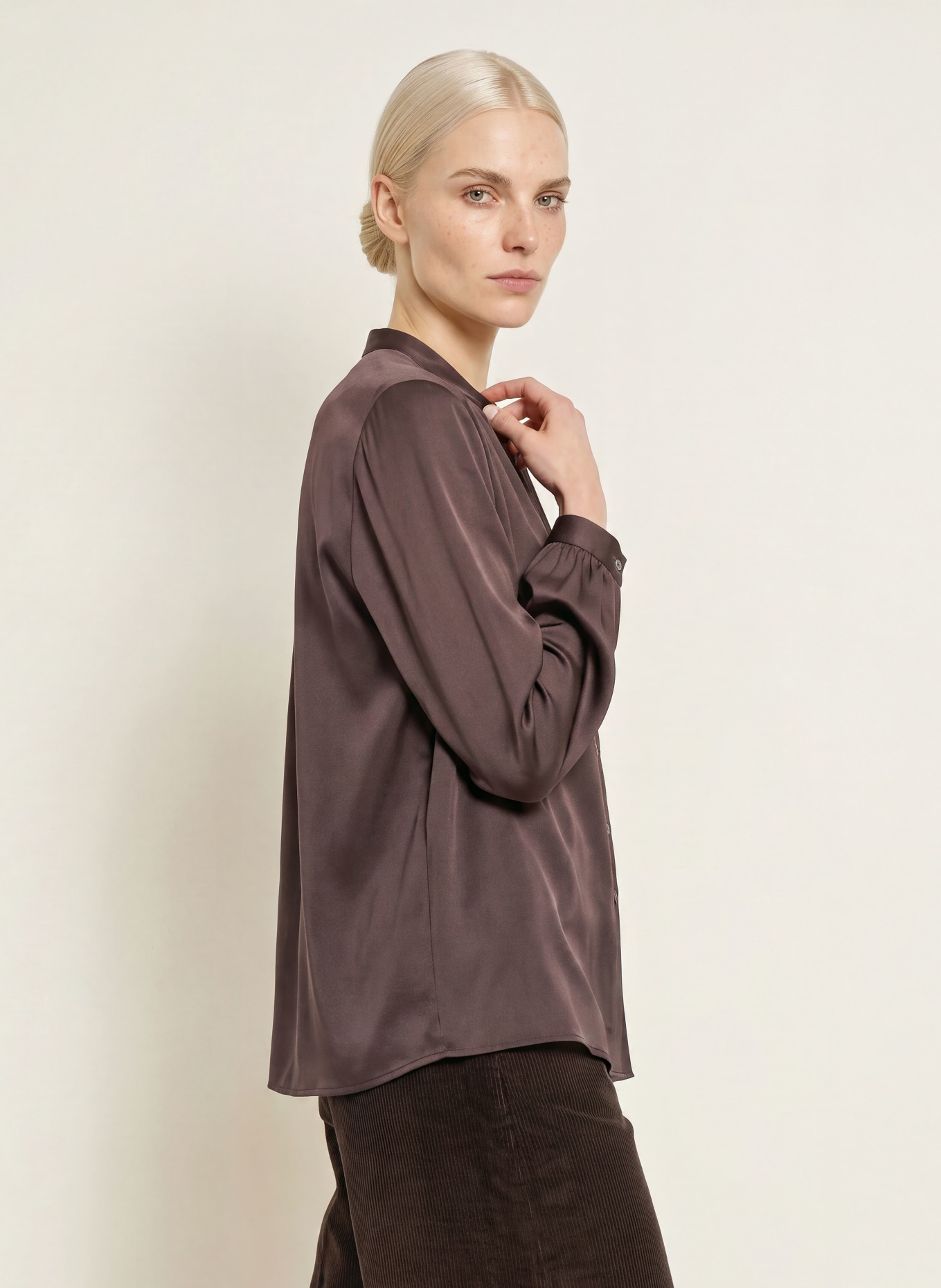 TONNO & PANNA Satin Blouse: DARK BROWN