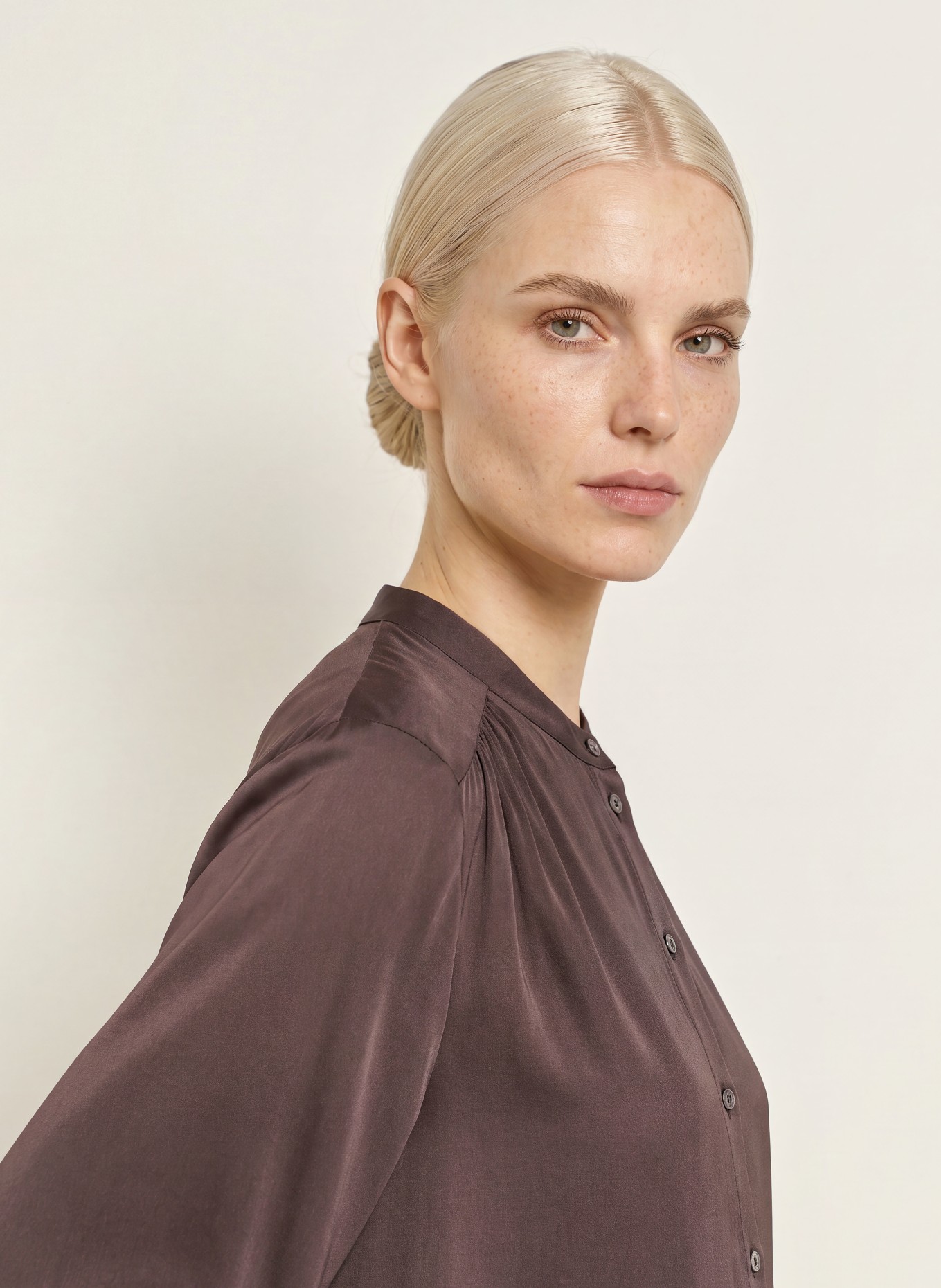 TONNO & PANNA Satin Blouse: DARK BROWN