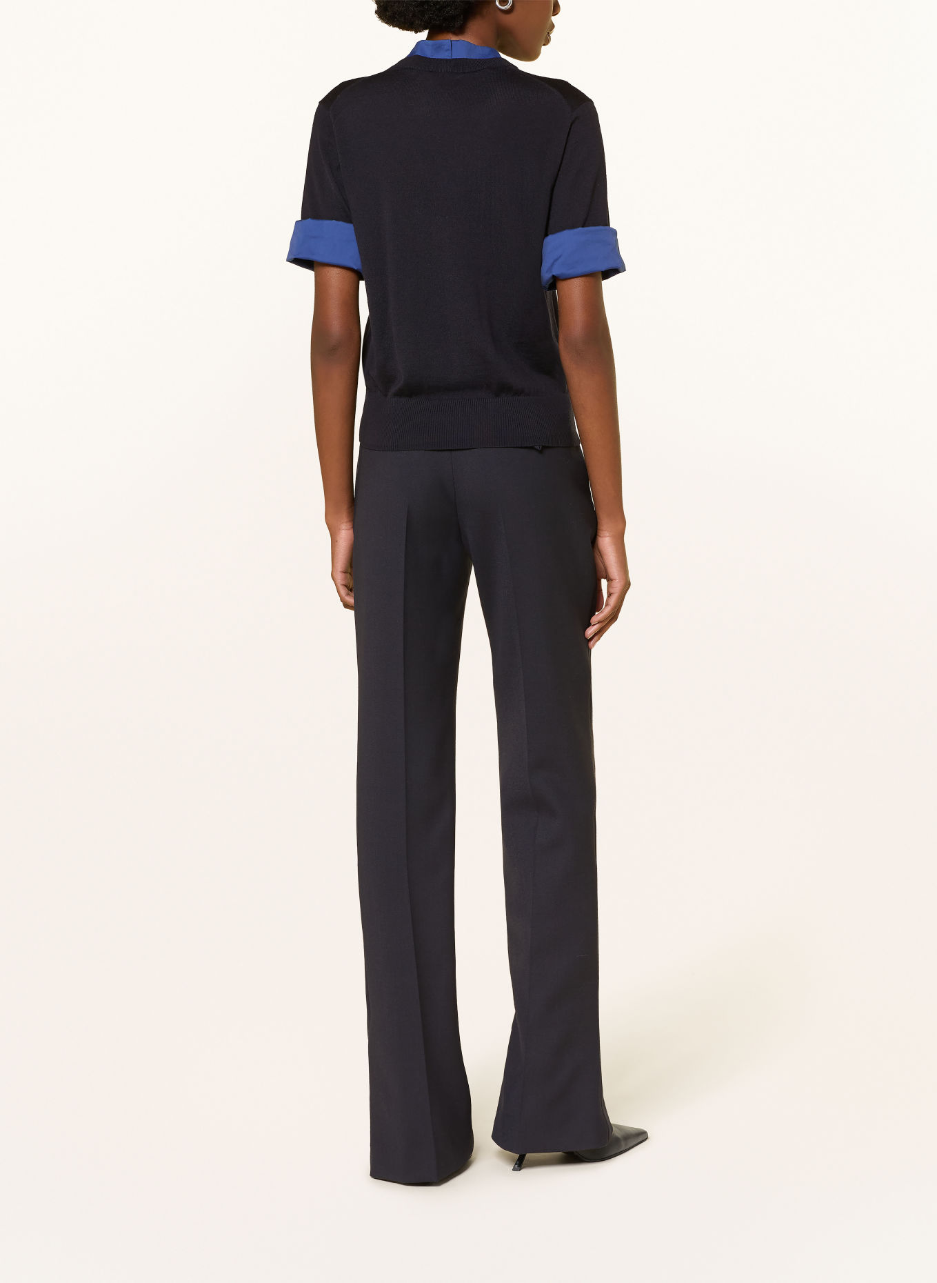 DOROTHEE SCHUMACHER Gebreid shirt CHIC MERINO in een materiaalmix: DONKERBLAUW / BLAUW