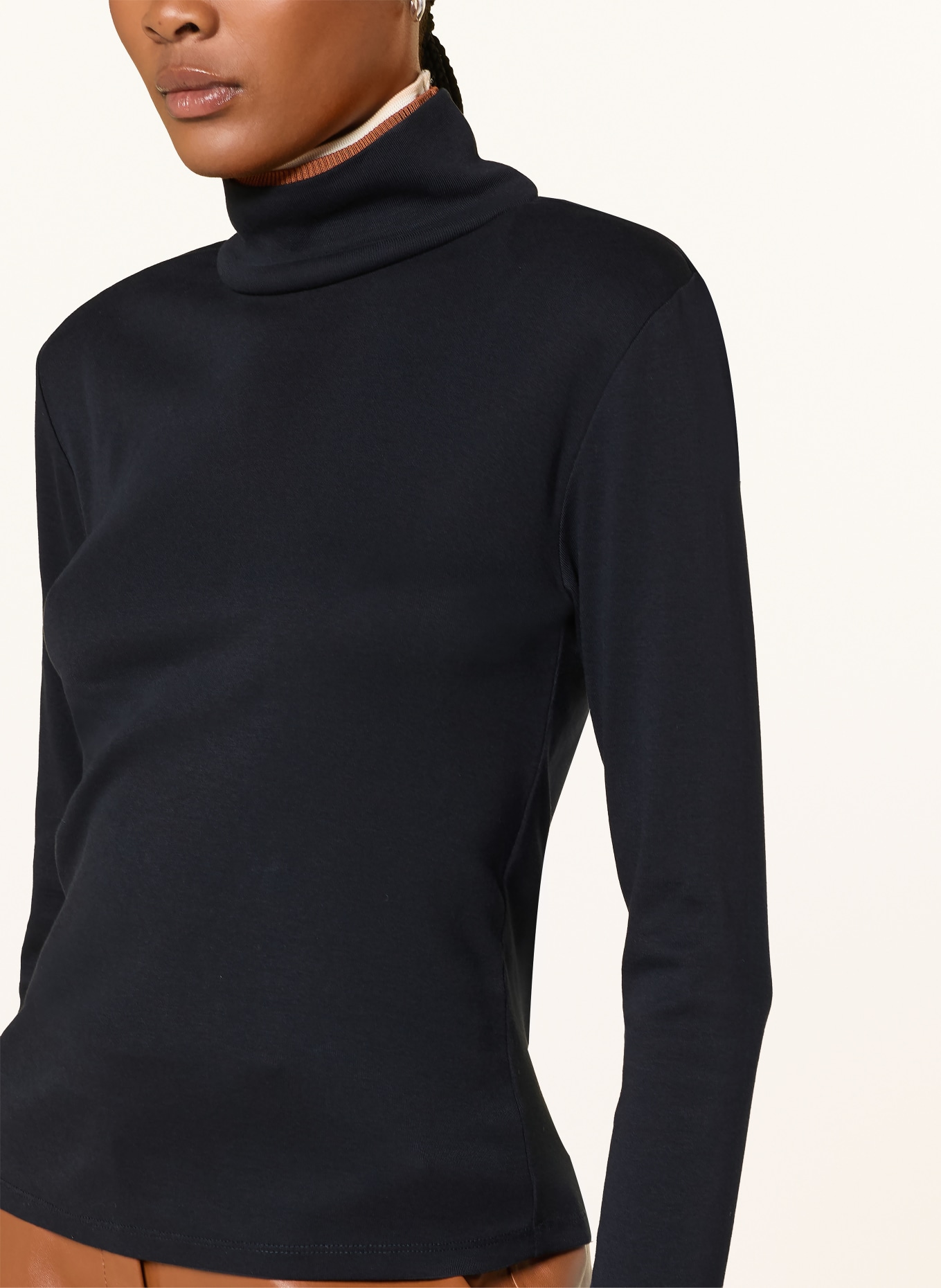 DOROTHEE SCHUMACHER Tricou cu guler rulat COLORFUL FAVORITES: ALBASTRU ÎNCHIS / MARO / BEJ