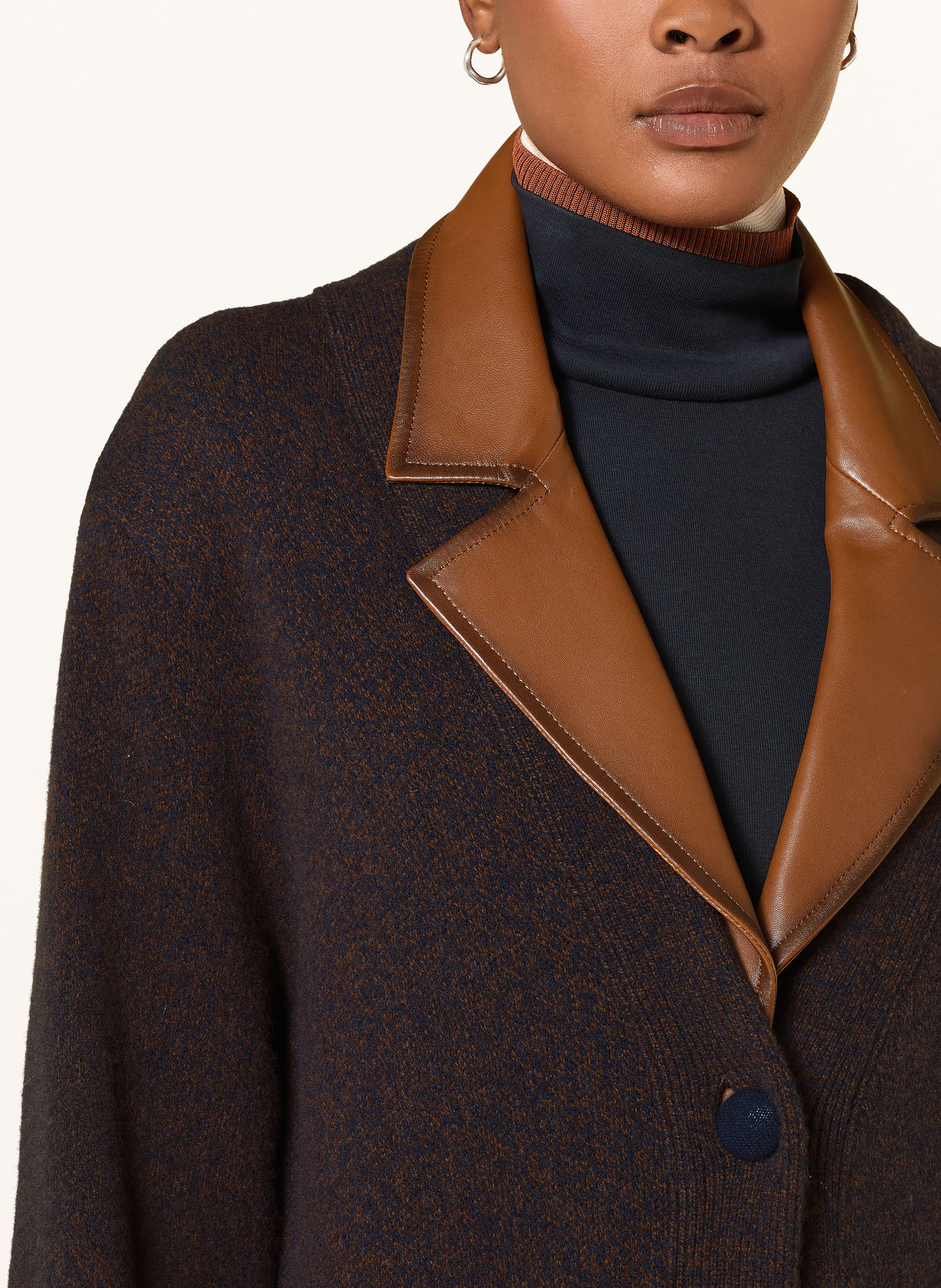 DOROTHEE SCHUMACHER Gebreide jas met afneembare Kraag: BRUIN / DONKERBLAUW