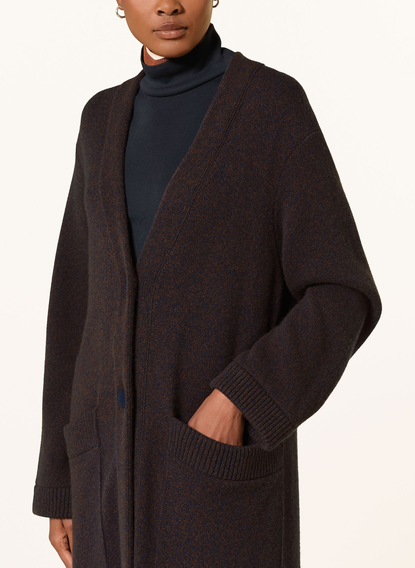 DOROTHEE SCHUMACHER Gebreide jas met afneembare Kraag: BRUIN / DONKERBLAUW