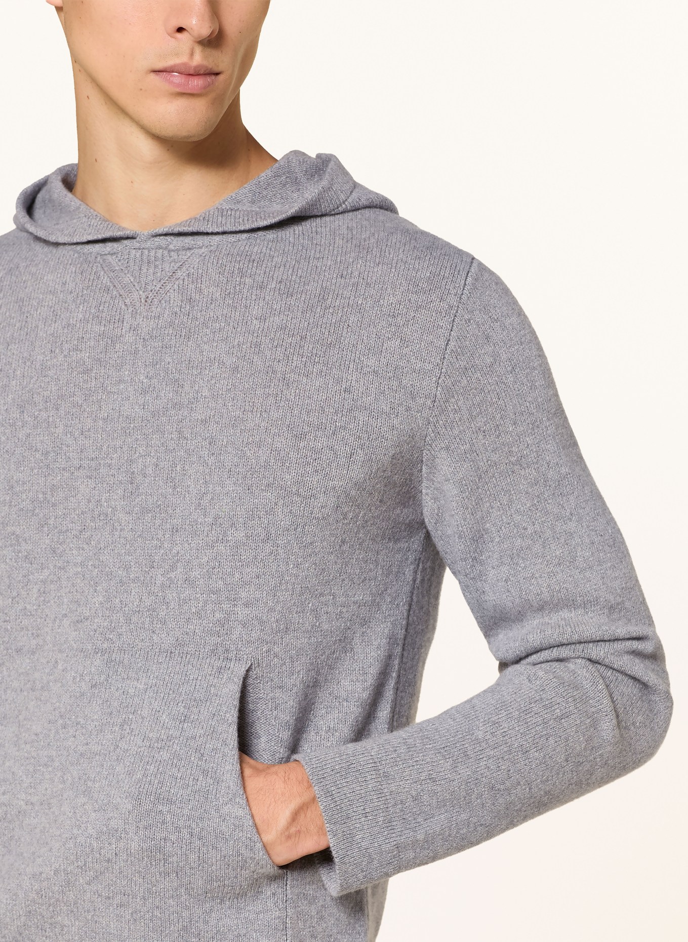 DANIELE FIESOLI Cashmere Knit Hoodie: GRAY