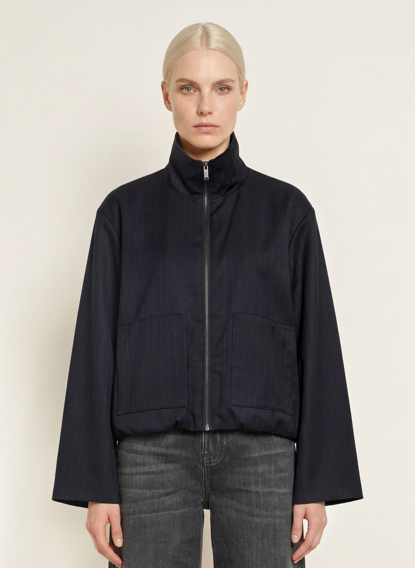 ELIAS RUMELIS Blouson BRITTI: DONKERBLAUW / GRIJS
