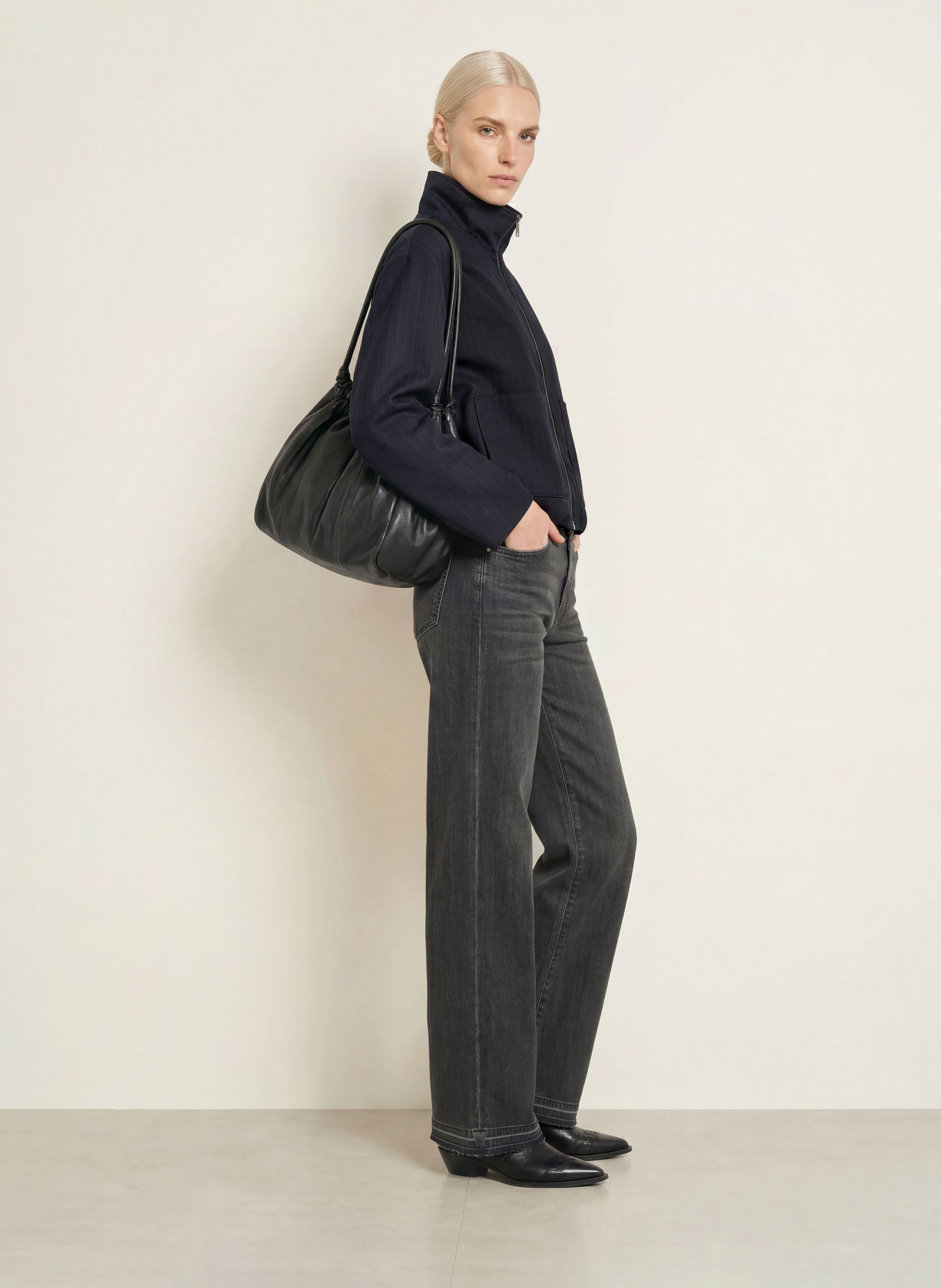 ELIAS RUMELIS Blouson BRITTI: DONKERBLAUW / GRIJS